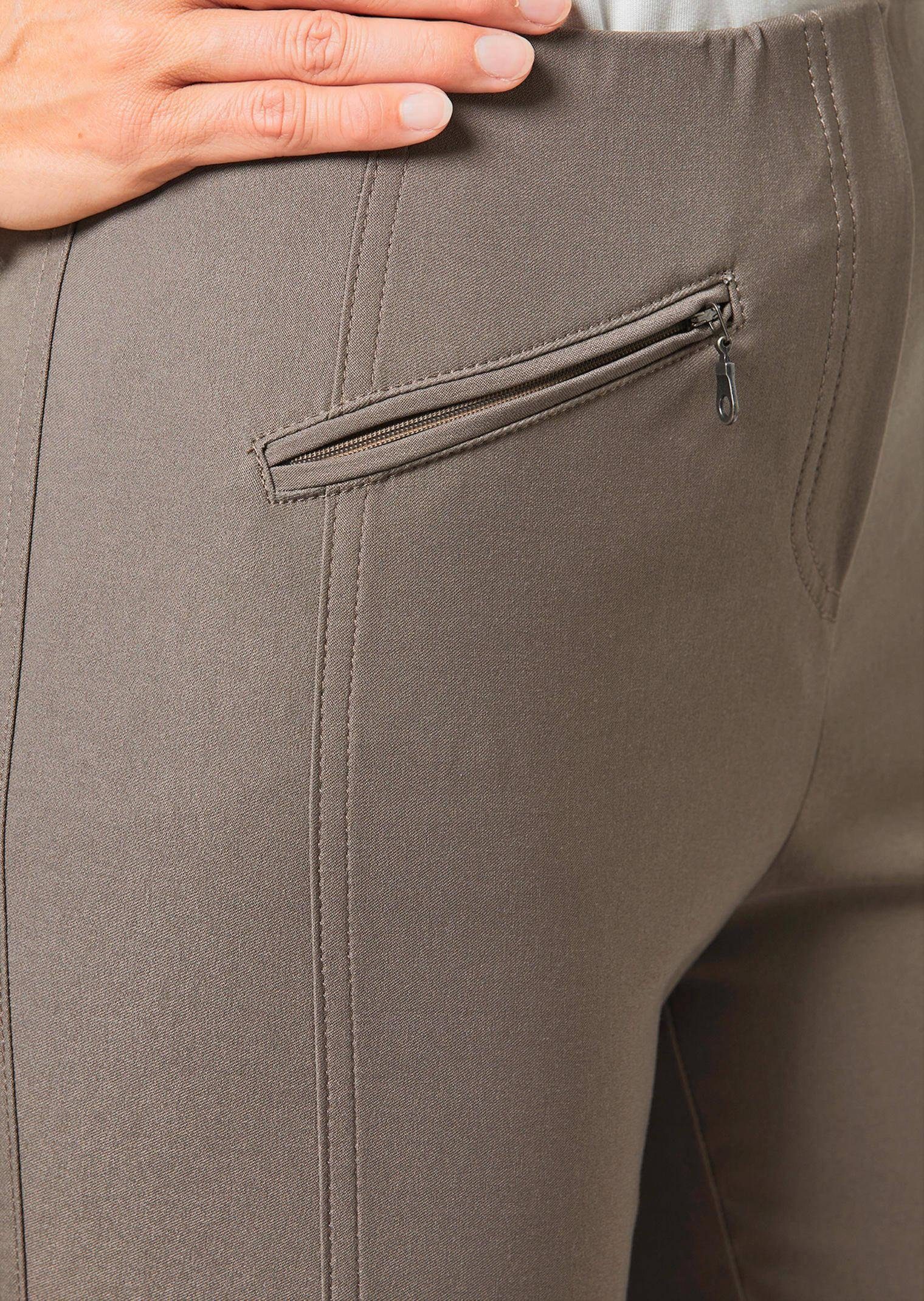 GOLDNER Stoffhose Kurzgröße: Elegante Stretchhose mit Schlupfbund Viskosehose mit Taschen, Teilungsnähten und Knöchellänge