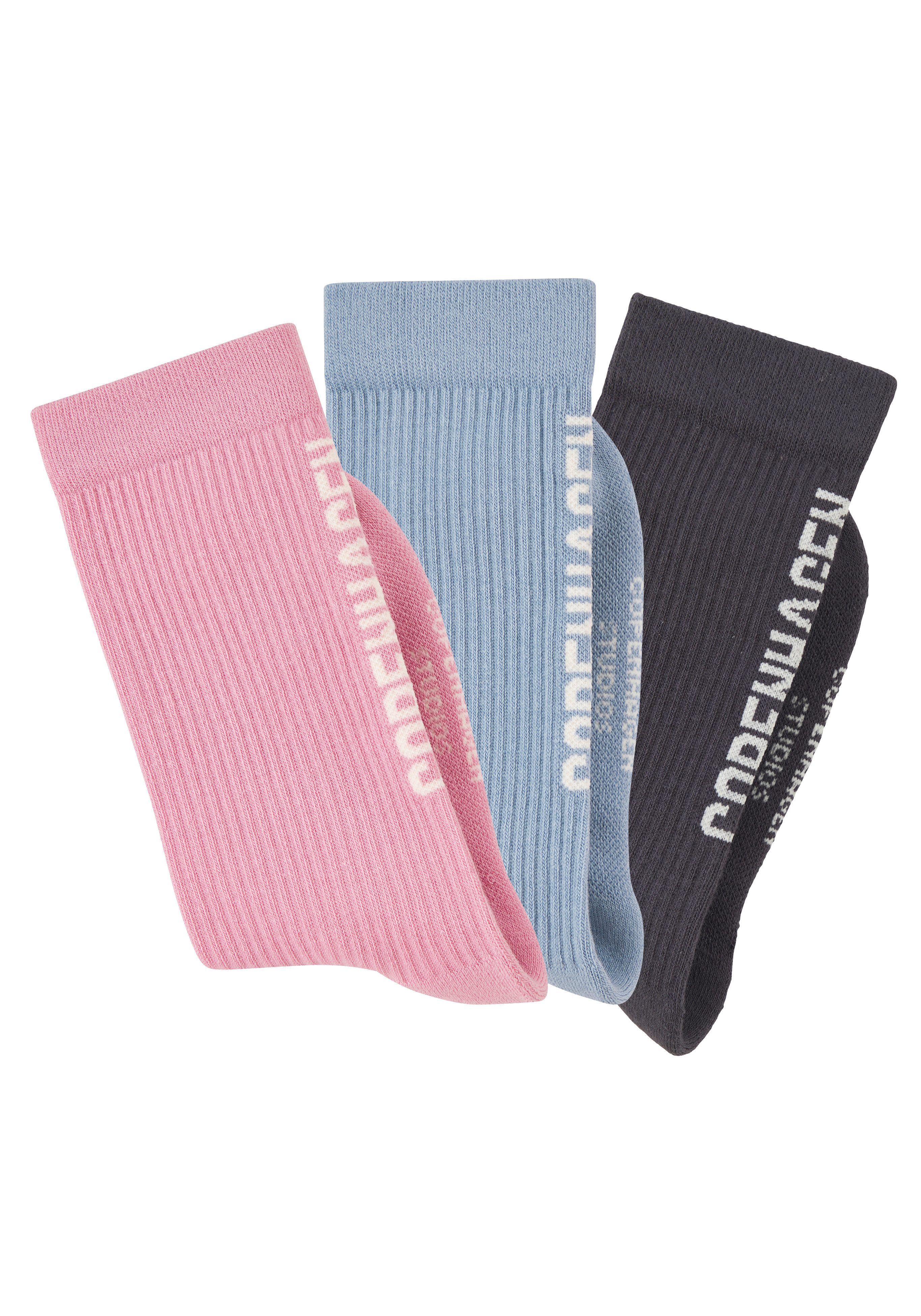 Copenhagen Studios Tennissocken (Packung, 3-Paar) mit großem Schriftzug
