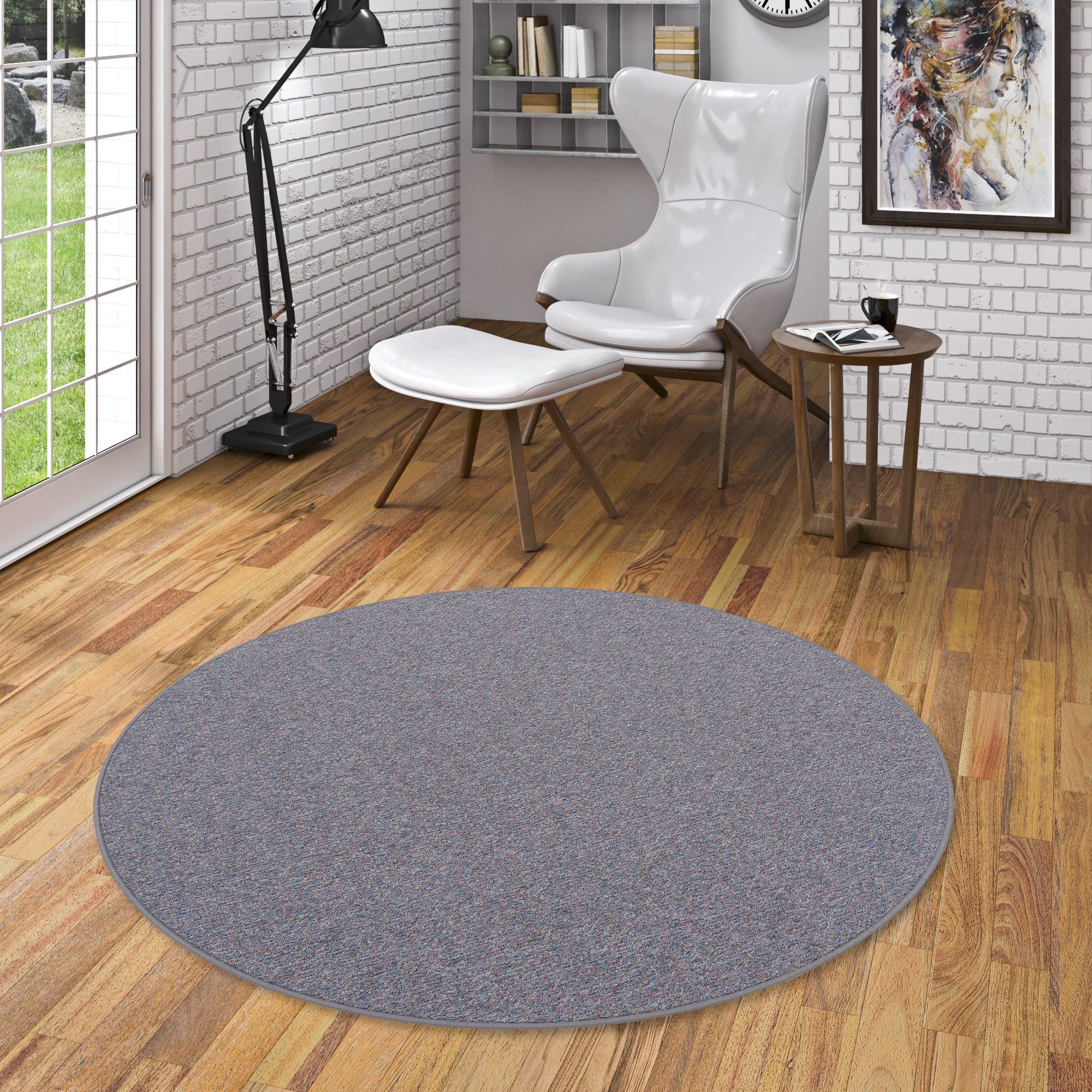 Snapstyle Veloursteppich Schlingen Teppich Alma Meliert Rund, Rund, Höhe: 8 mm