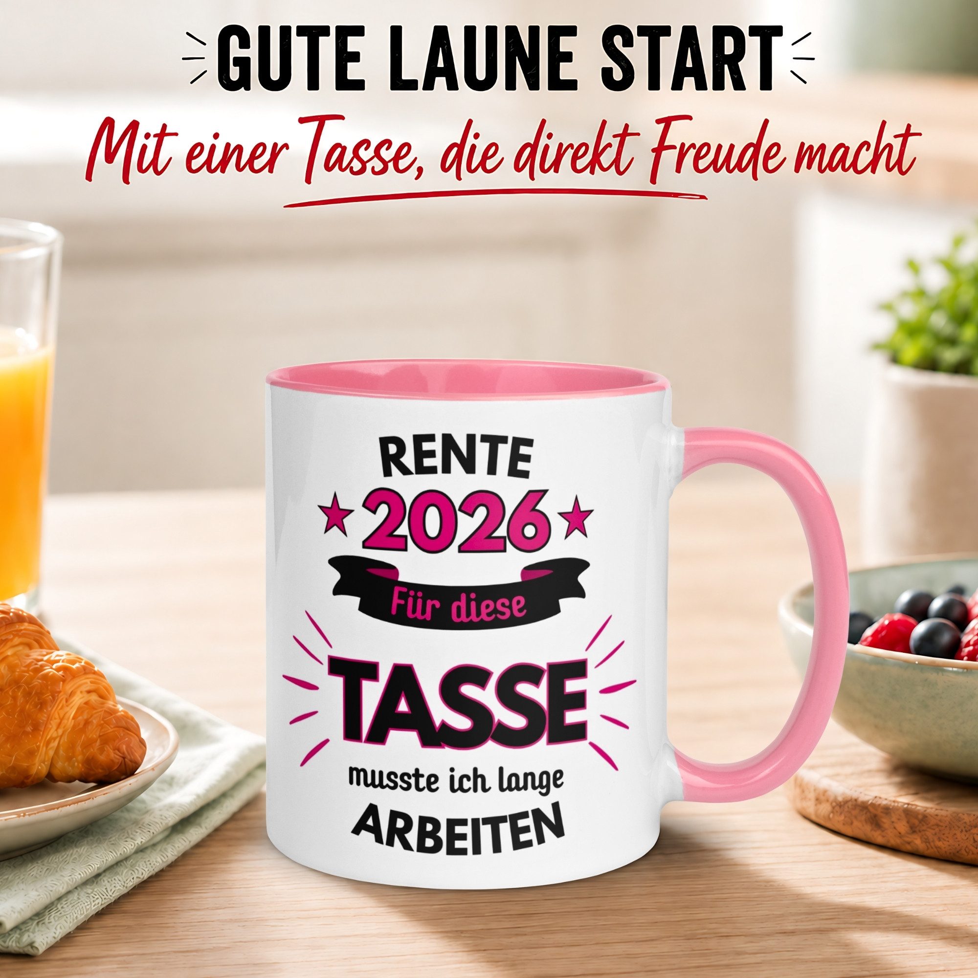 Momentals Tasse Rente – „Echt lange dafür gearbeitet“ – Renteneintritt Geschenk Frauen, Gratis Versand · Links-&Rechtshänder · Spülmaschinenfest