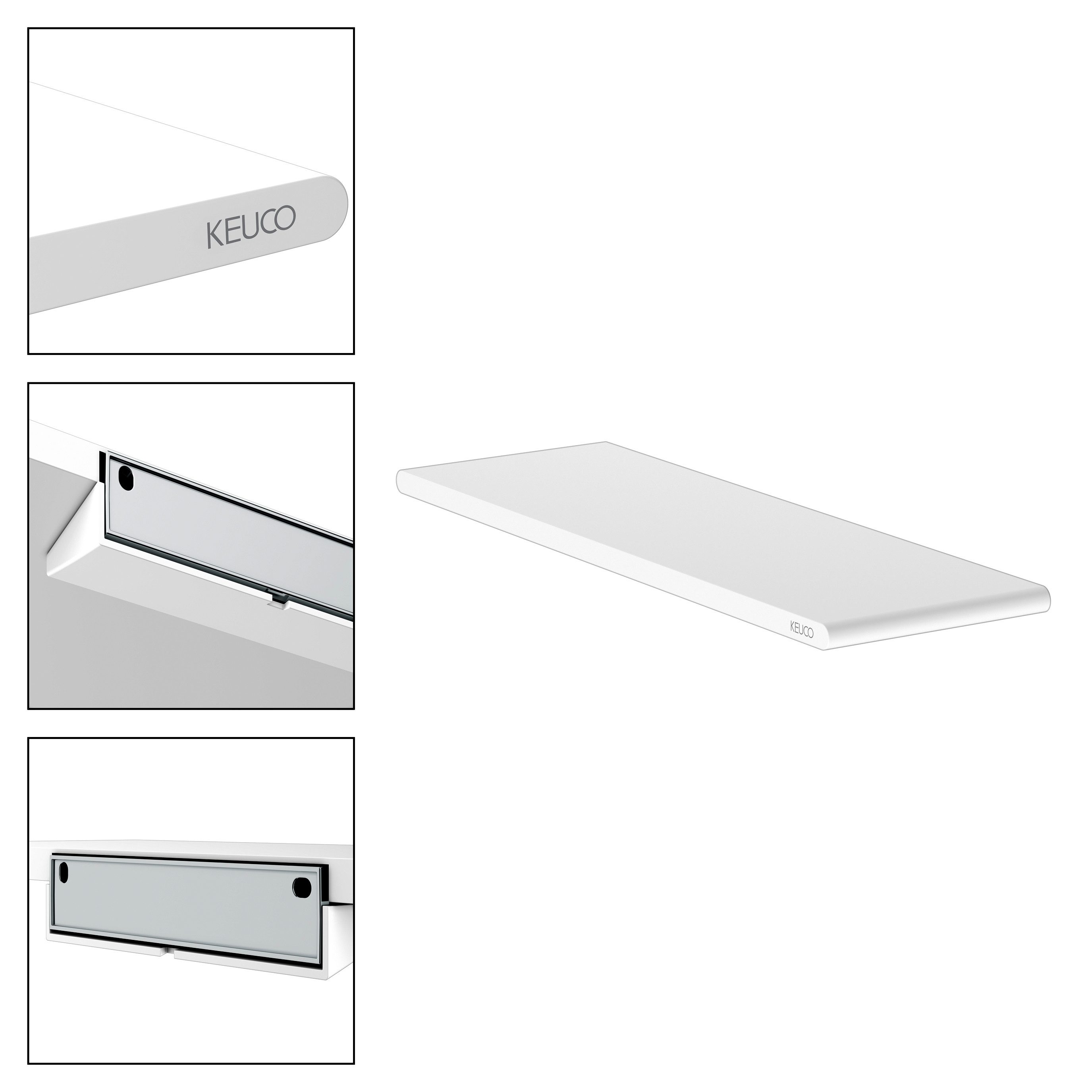 Keuco Duschablage ROSE, 33 cm, Aluminium, weiß matt, Made in Germany, zum Kleben/Schrauben