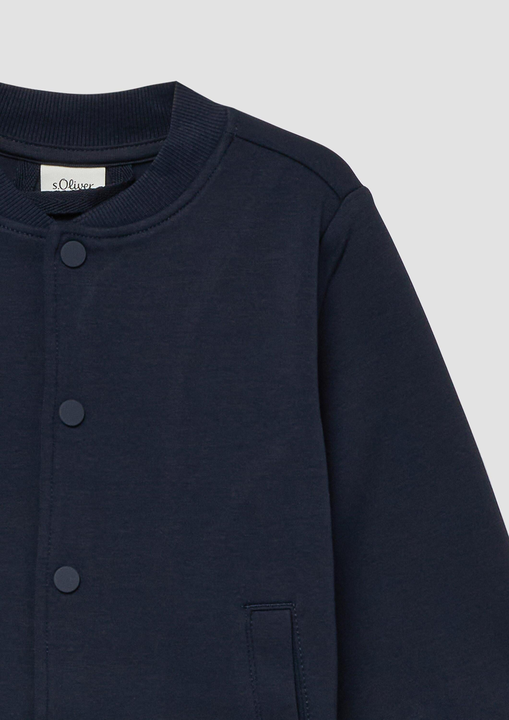 s.Oliver Sweatjacke Sweatshirt Jacke Sweat-Blouson mit Druckknöpfen und Streifen-Details – Bild 4 von 4