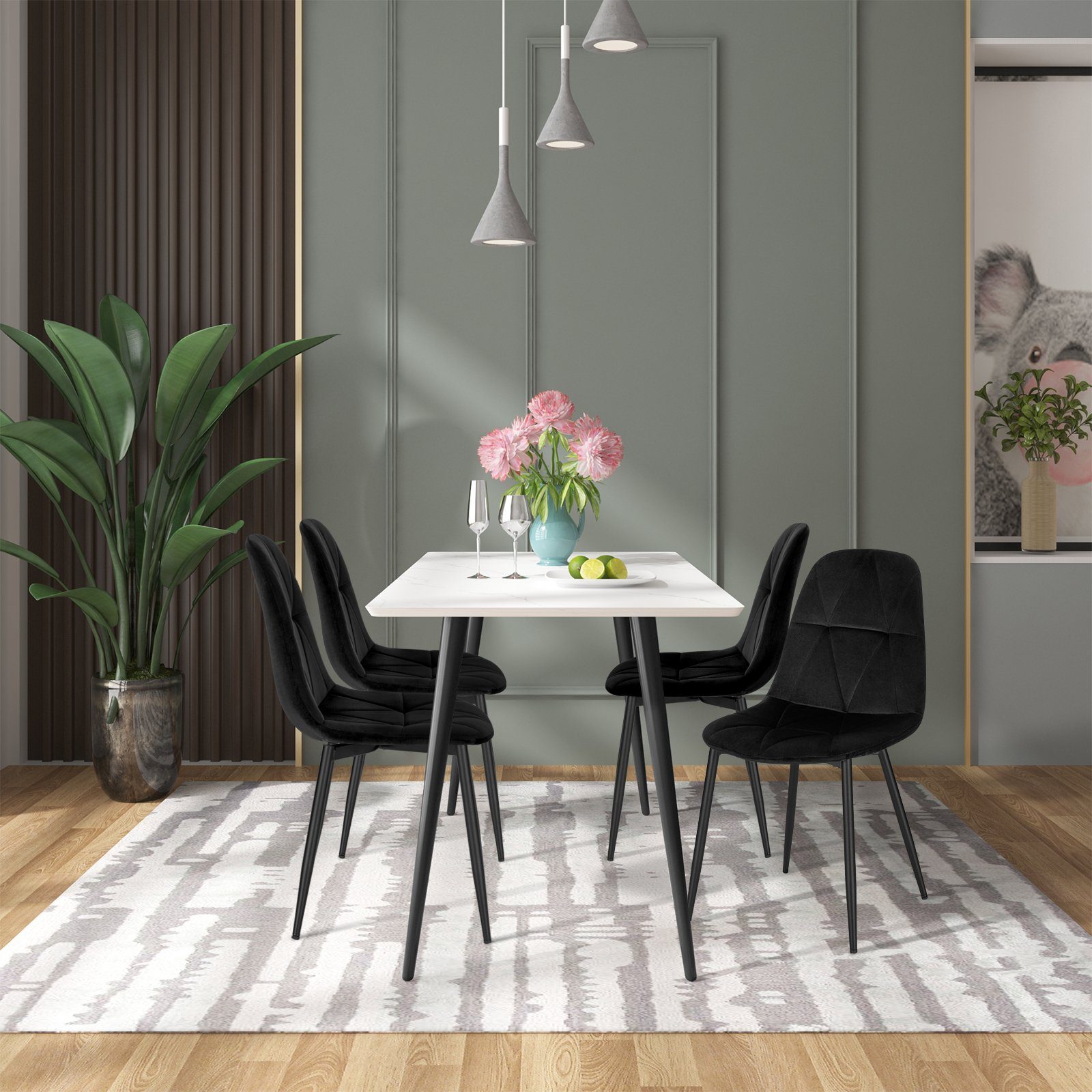 EUGAD Esszimmerstuhl (6 St), mit Rückenlehne, Polsterstuhl aus Metall, Bezu günstig online kaufen