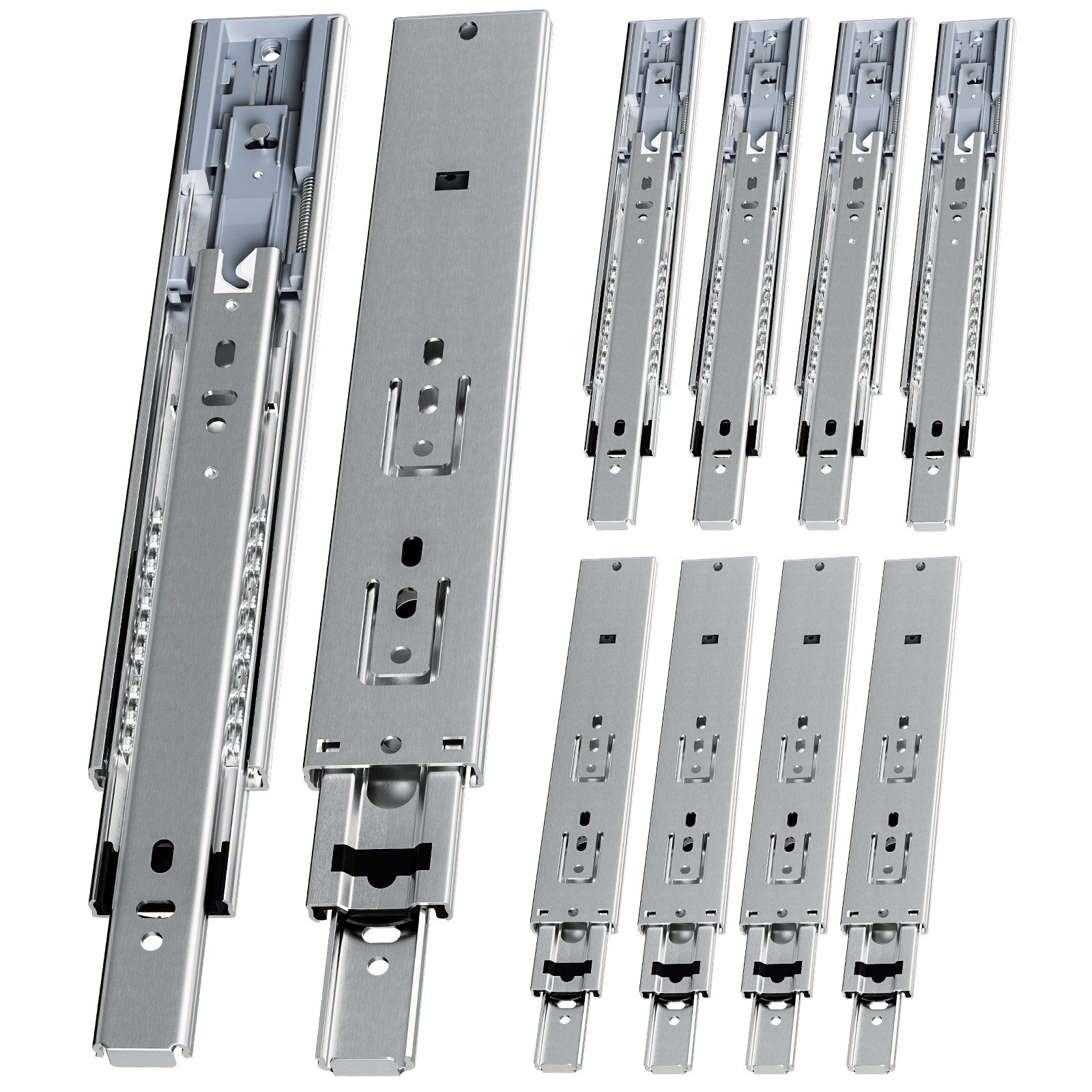 Clanmacy Schubkasten 1-10Paar Schubladenschienen Auszug 45kg Vollauszüge Soft Close (10 St)