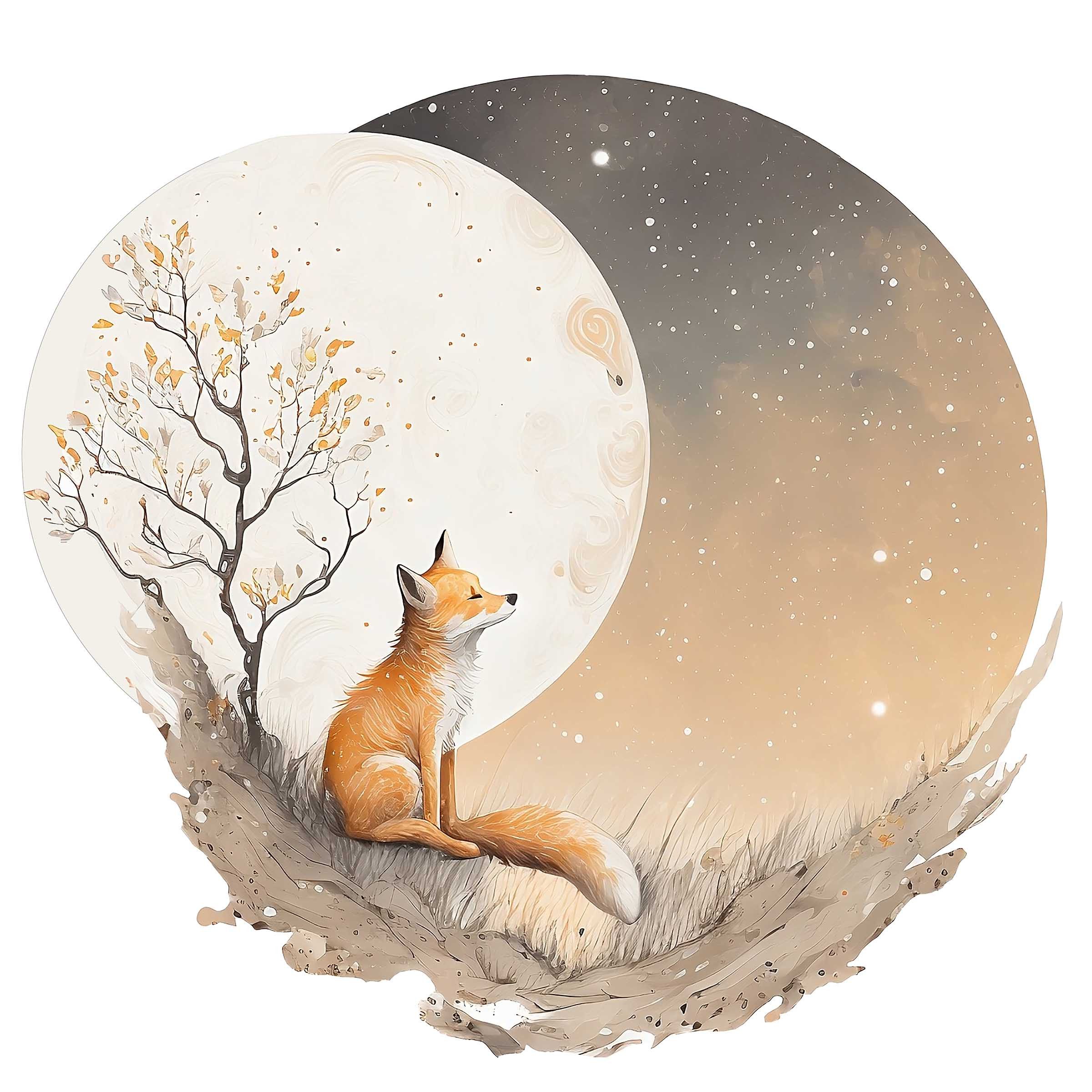 WANDKIND Wandtattoo Fuchs auf dem Mond V411, wieder ablösbar