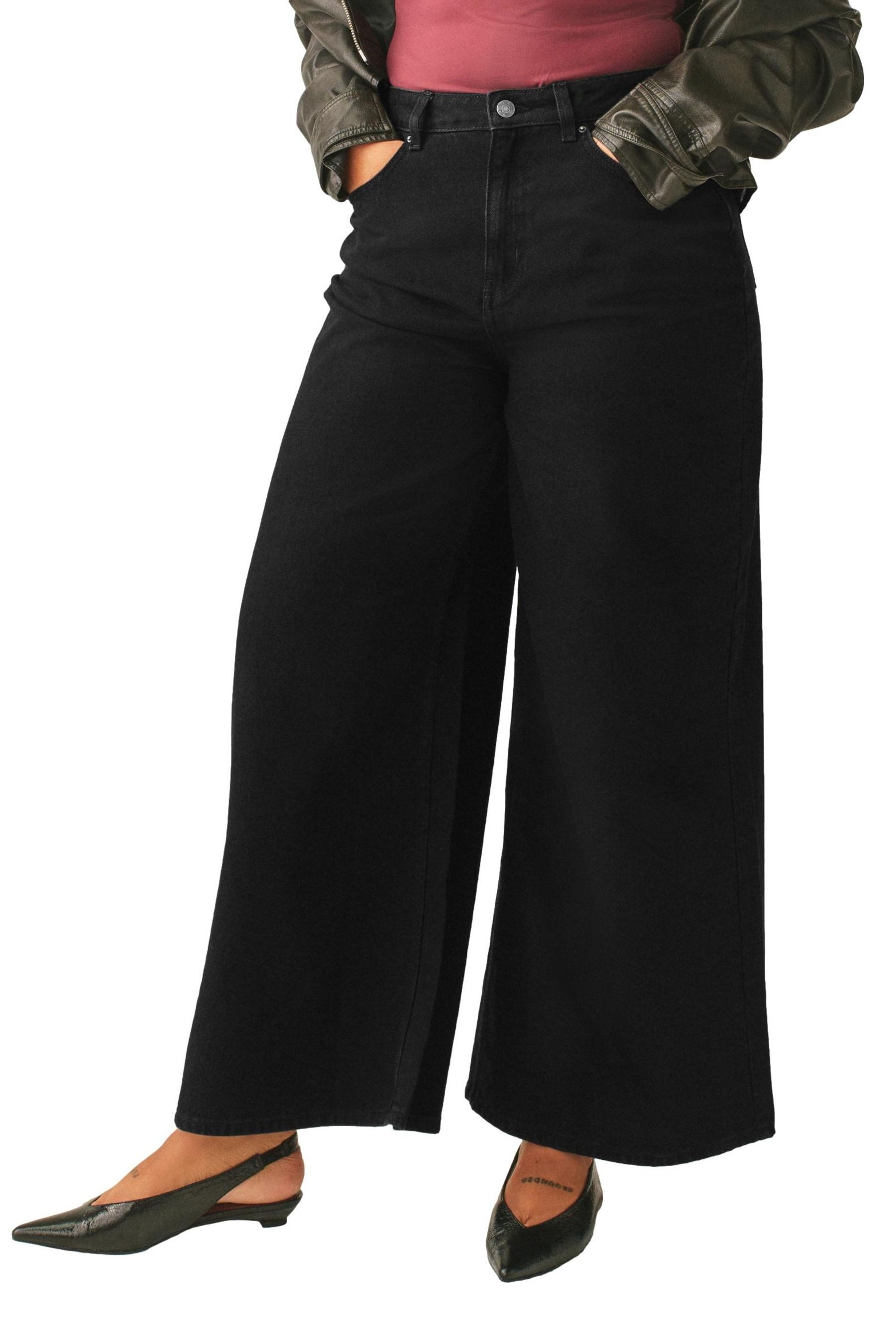 Weite Jeans Palazzo-Hochbundjeans mit weitem Bein, Kurzgröße