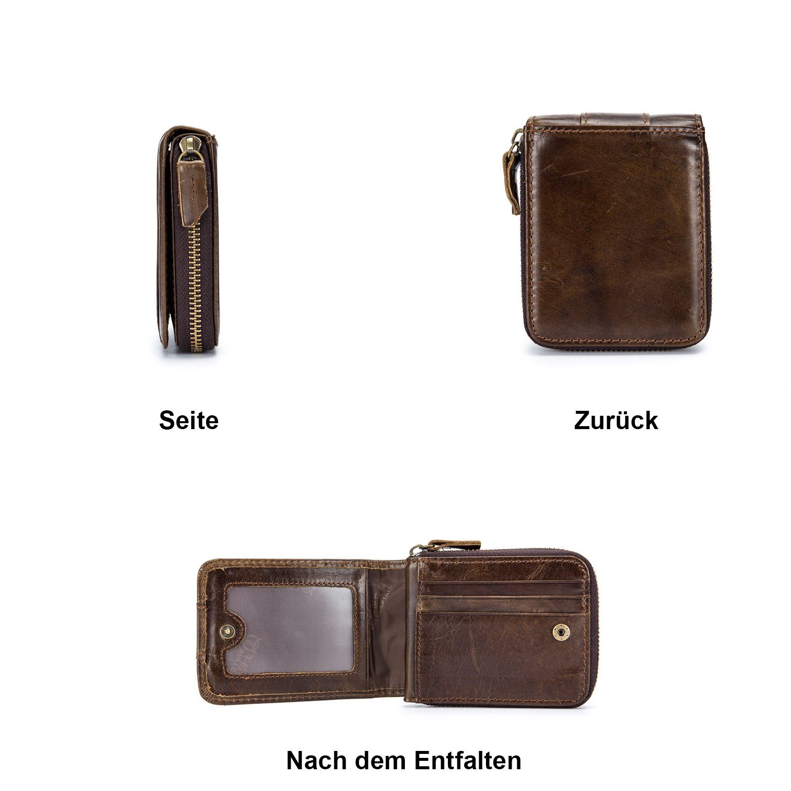 REDOM Geldbörse Herren Geldbeutel Geld Dunkelbraun NFC Kartenhalter), mit cm Brieftasche Slim 2.5 (Herren 13 Kartenetui, 9.5 Handtasche Kurz Portmonee Münzfach Portemonnaie mit Wallet, x x 12.5 Weich Ledergeldbörse Beutel Kartenfächer, Kreditkartenetui, RFID-Schutz Leder