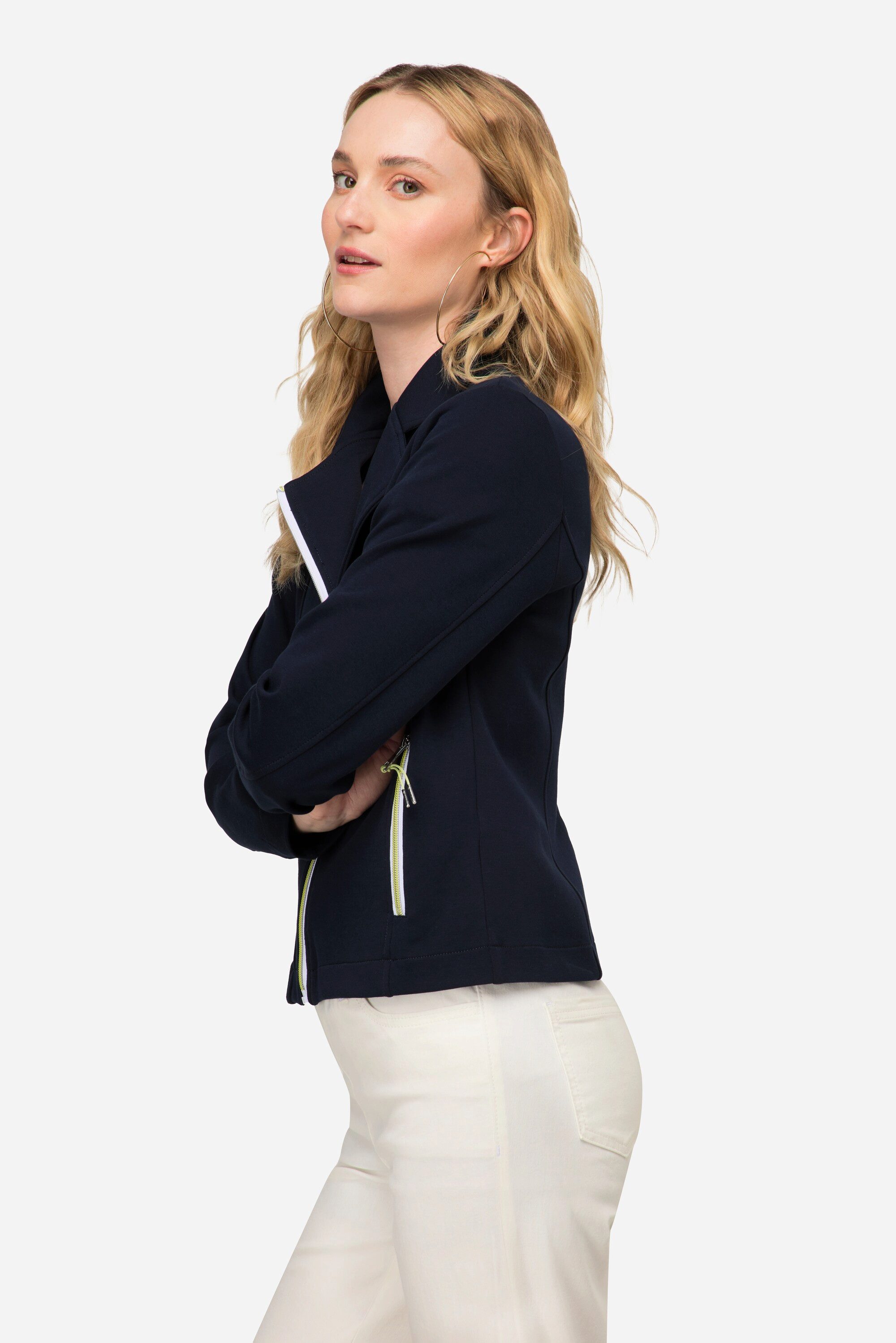 Laurasøn Sommerjacke Biker-Jacke Sweat Revers Zipper Langarm