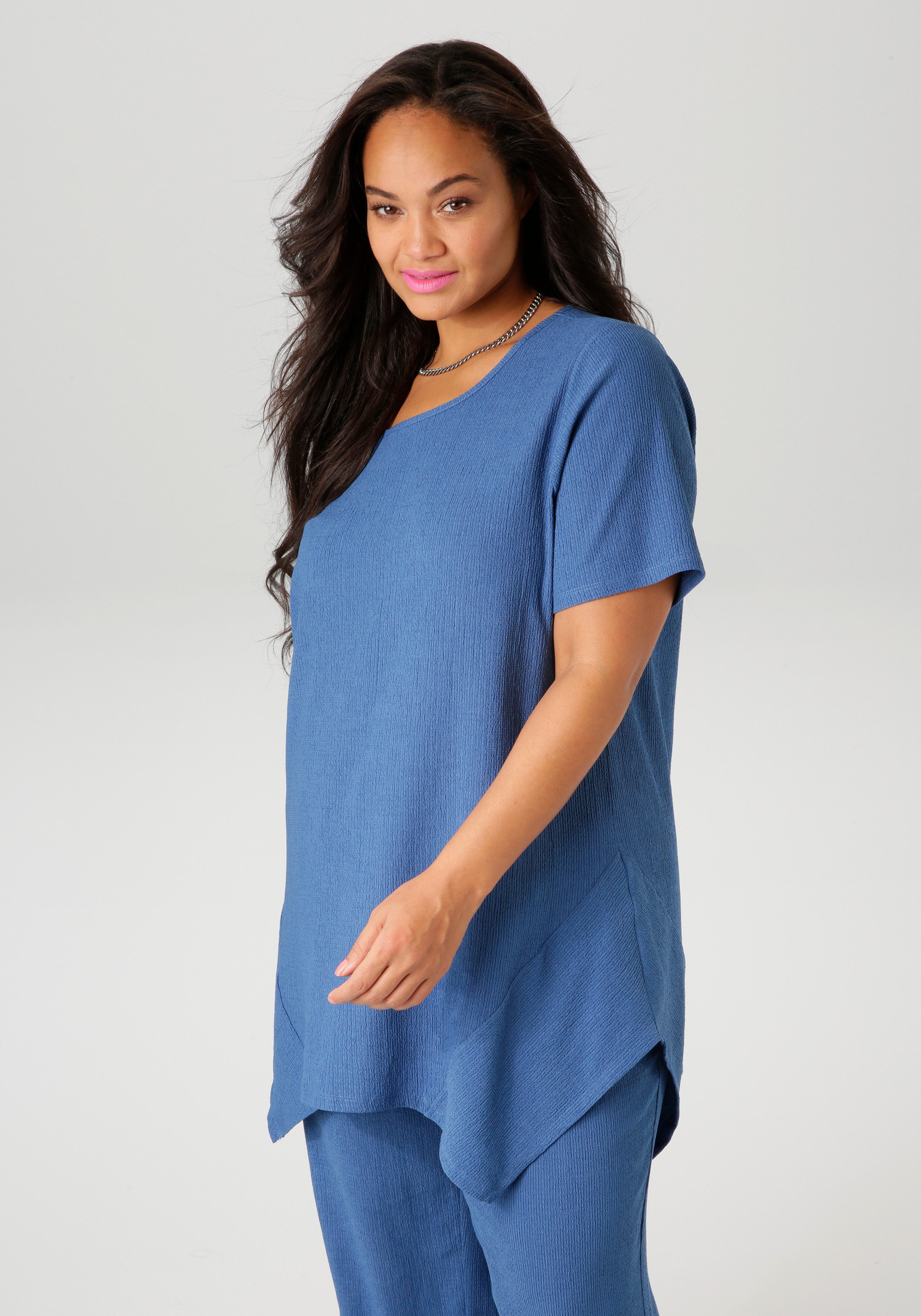 Aniston PLUS Blusenshirt, mit dezenter Streifenlook Struktur günstig online kaufen