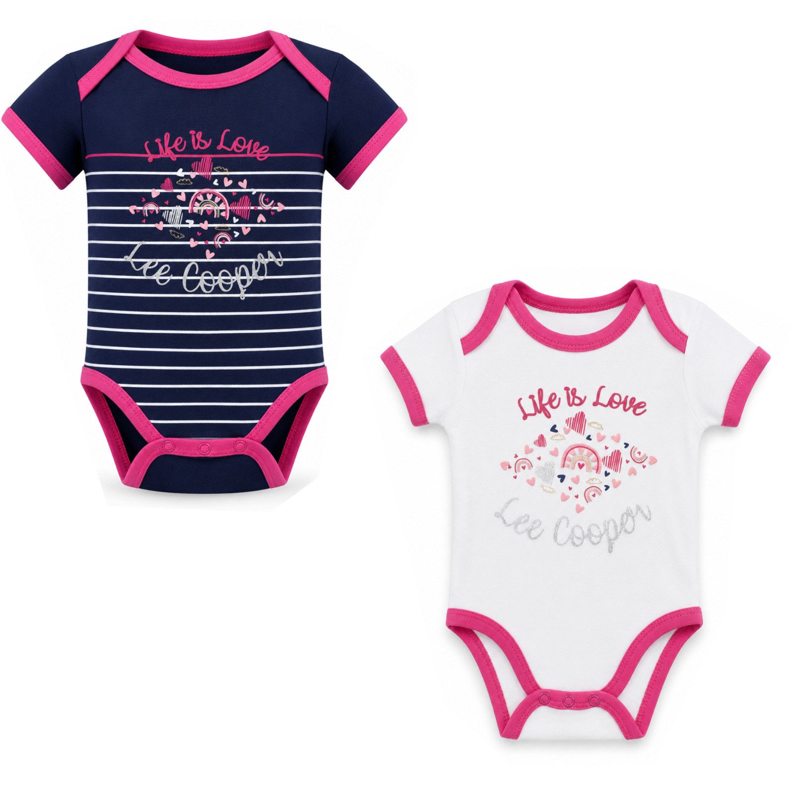 Lee Cooper Strampler Lee Cooper 2-er Set Baby Kleinkind kurzarm Body Einteiler Gr. 56 - 92 (Spar-Set) 100% Baumwolle