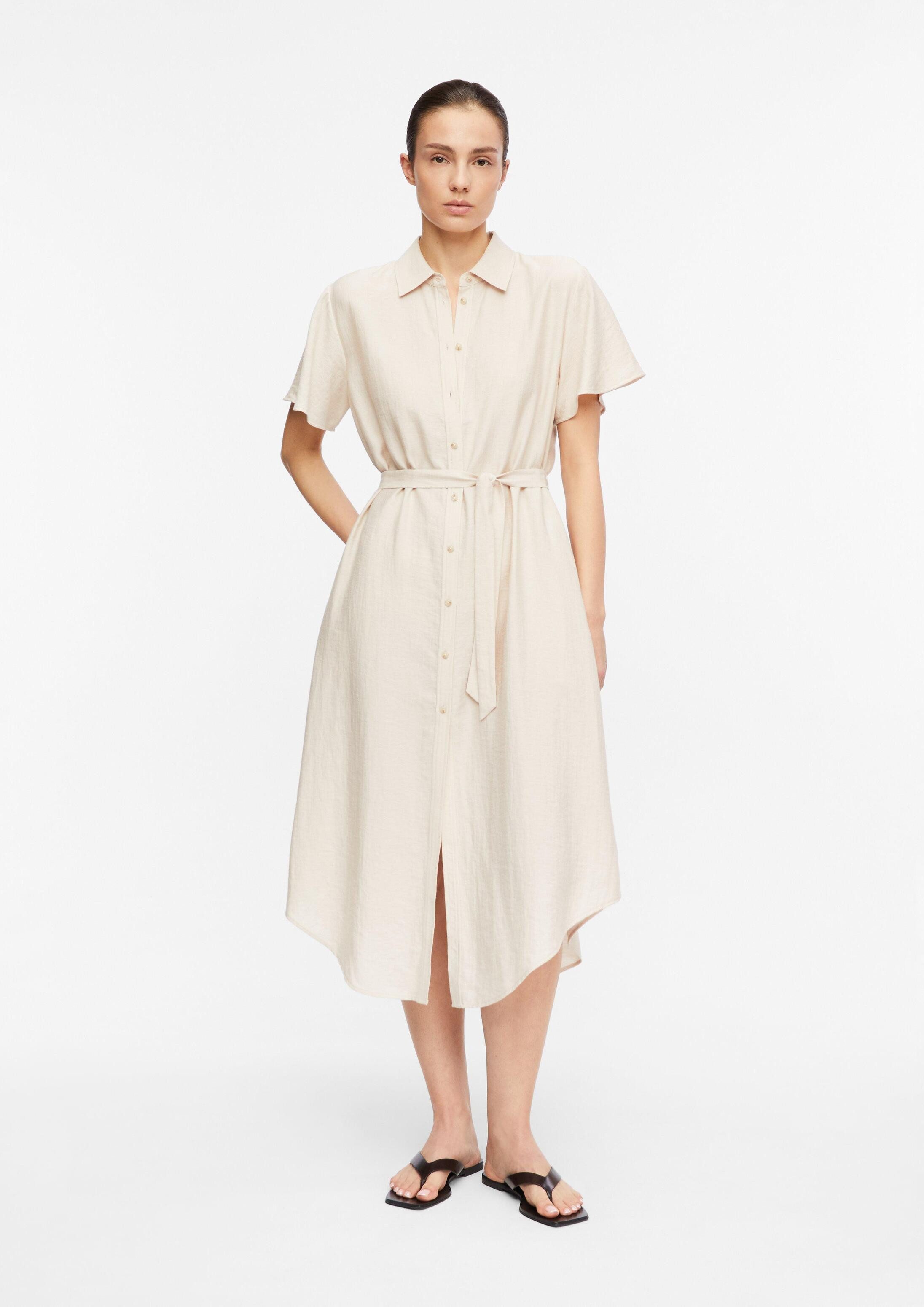comma Midikleid Kleid Hemdblusenkleid aus Viskoseleinenmix