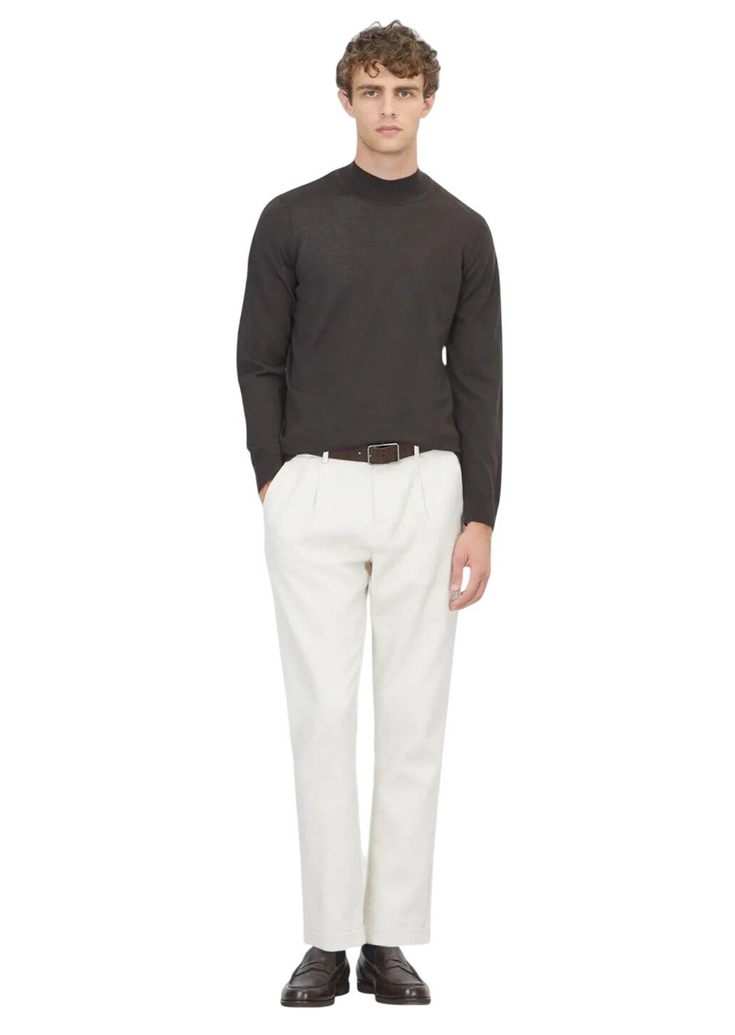RAMSEY Longpullover Braunes Strick-Sweatshirt