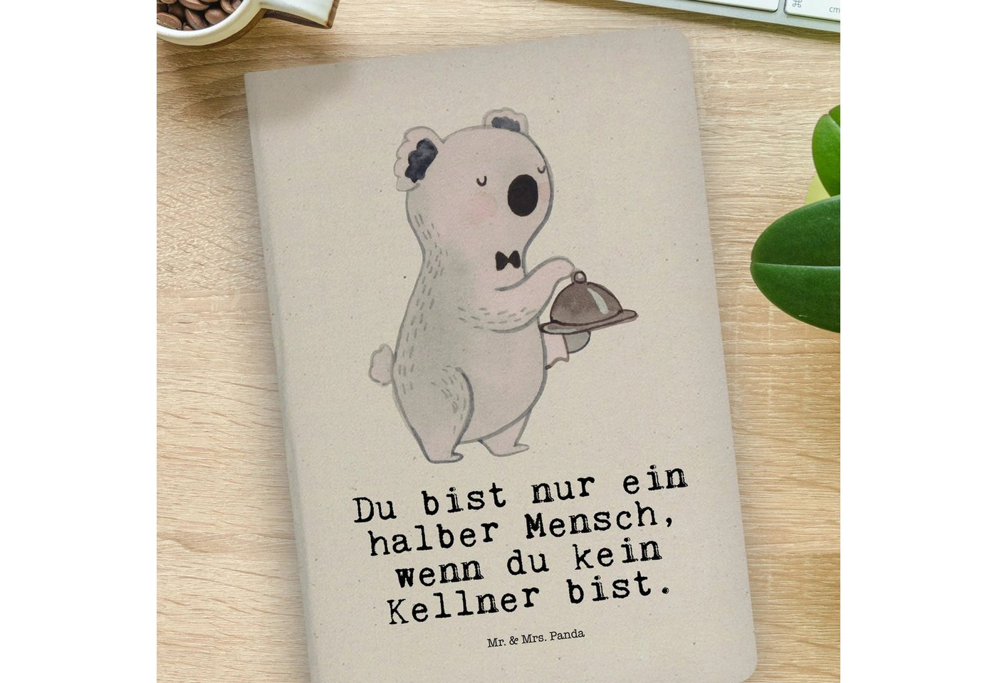 Thumbnail - Mr. & Mrs. Panda Notizbuch Kellner Herz - Transparent - Geschenk, DIN A4 Uni Notizbuch, DIN A4 S Mr. & Mrs. Panda, Echte...