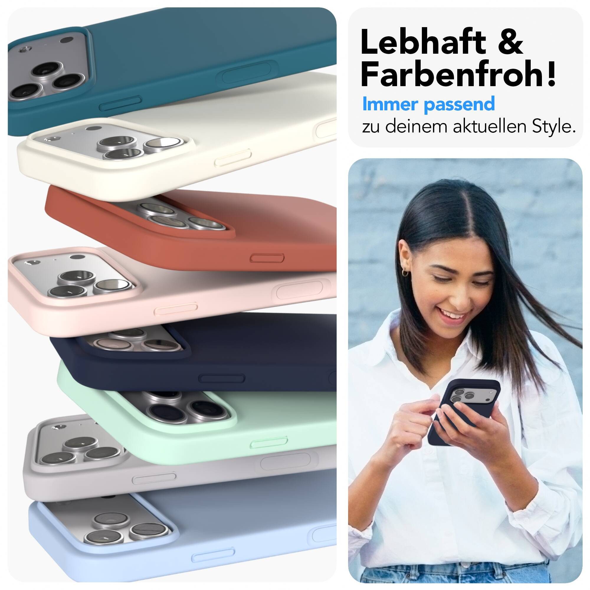 EAZY CASE Handyhülle für Apple iPhone 17 Pro Max Hülle Silikon 6,9 Zoll, Bumper Case MagSafe Matt Slimcover Silikonschutzhülle elastisch Blau – Bild 2 von 5