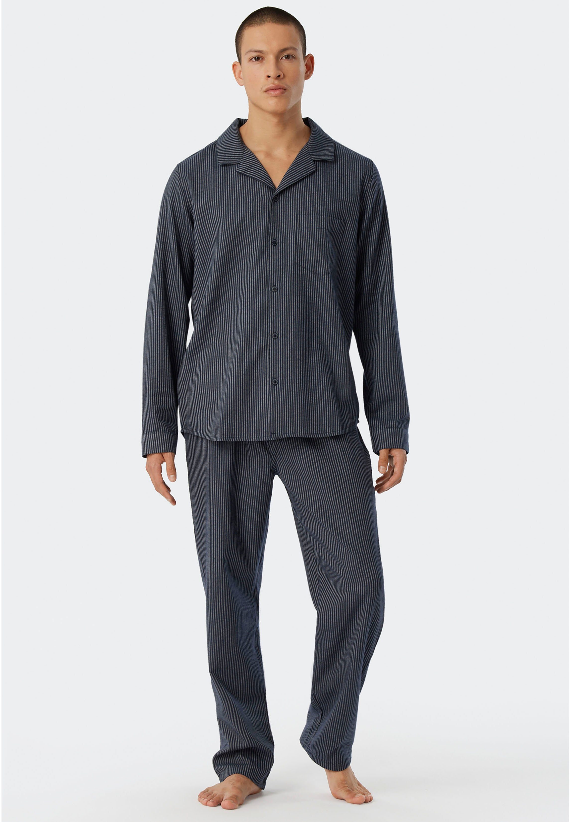 Schiesser Pyjama (2 tlg., 1 Stück) aus schöner Webflanell-Qualität grau (200)