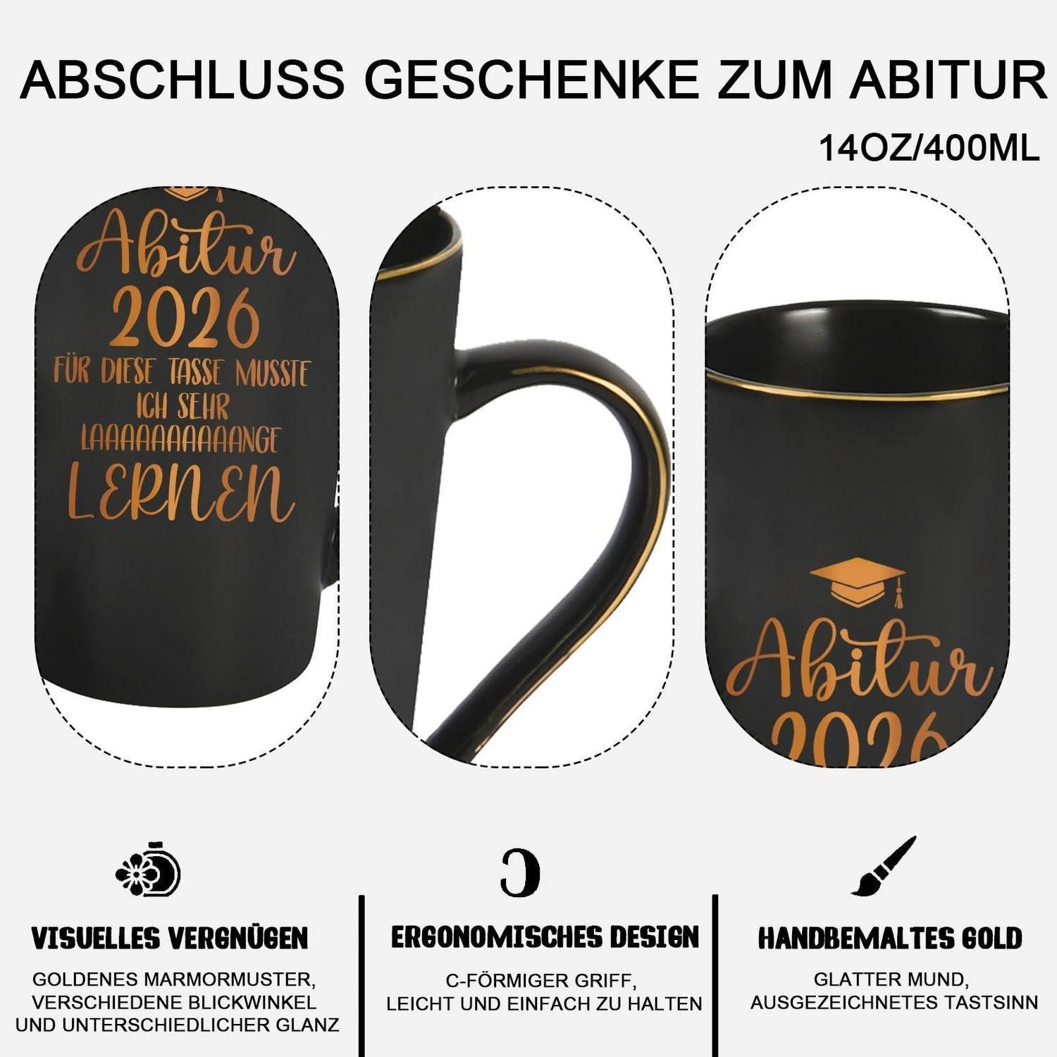 LuxusKollektion Tasse Abitur Tasse 2026 Schwarz 400ml, Keramik