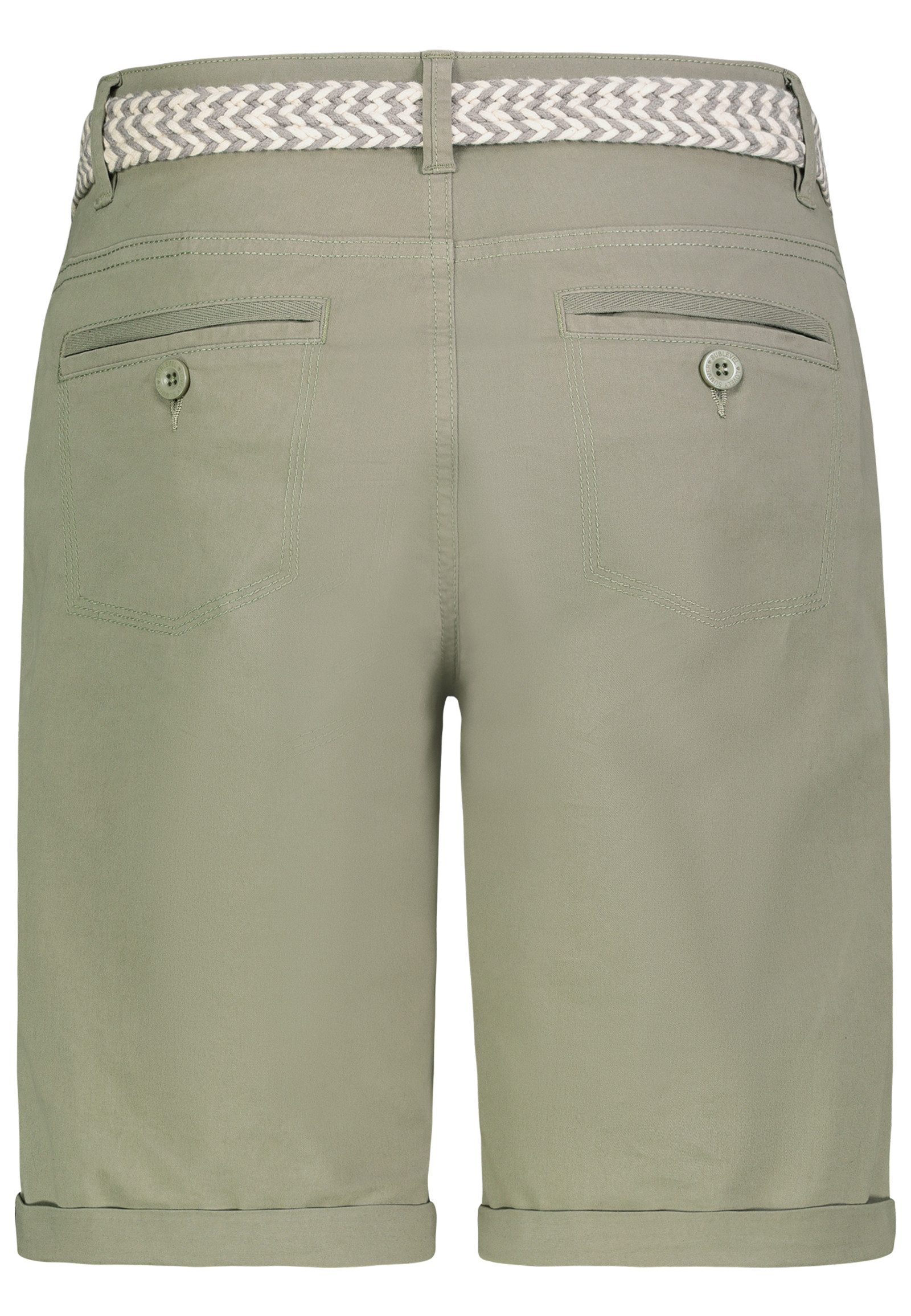 SUBLEVEL Bermudas Mit Gürtel, aufgeschlagener Saum, knopfbare Gesäßtaschen für Damen Baumwolle Normal Fit Einfarbig atmungsaktiv Reißverschluss