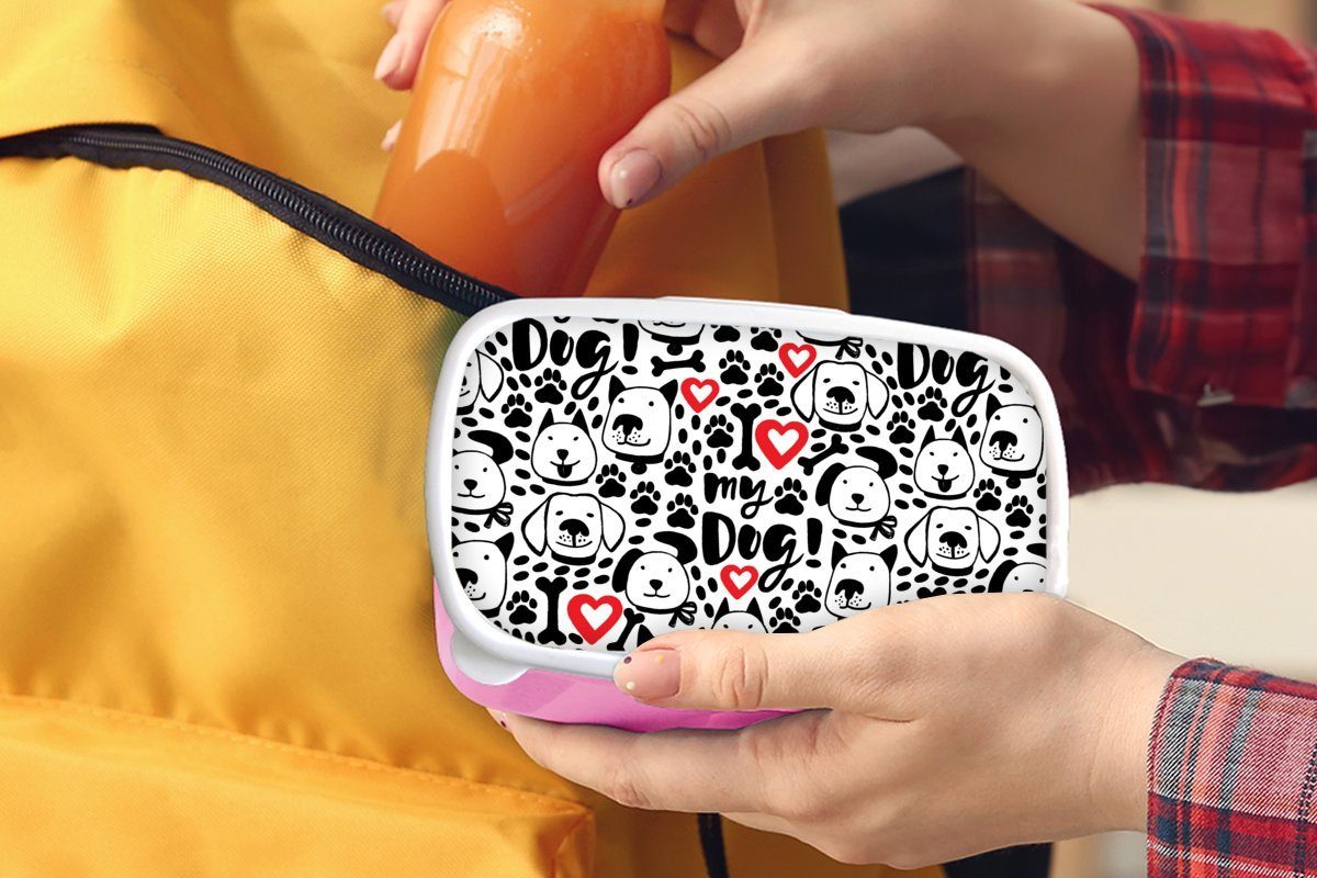 Brotdose Lunchbox (2-tlg), Jungen - Mädchen, Kinder Kunststoff Kunststoff, Kinder, - rosa Muster Snackbox, Hund - - Mädchen - - Kinder, Brotbox MuchoWow für Zitat Erwachsene,