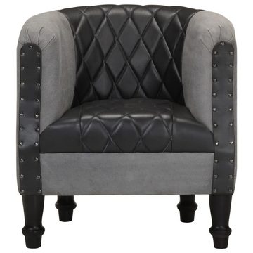 vidaXL Sessel Sessel Schwarz Echtleder und Massivholz Mango (1-St)