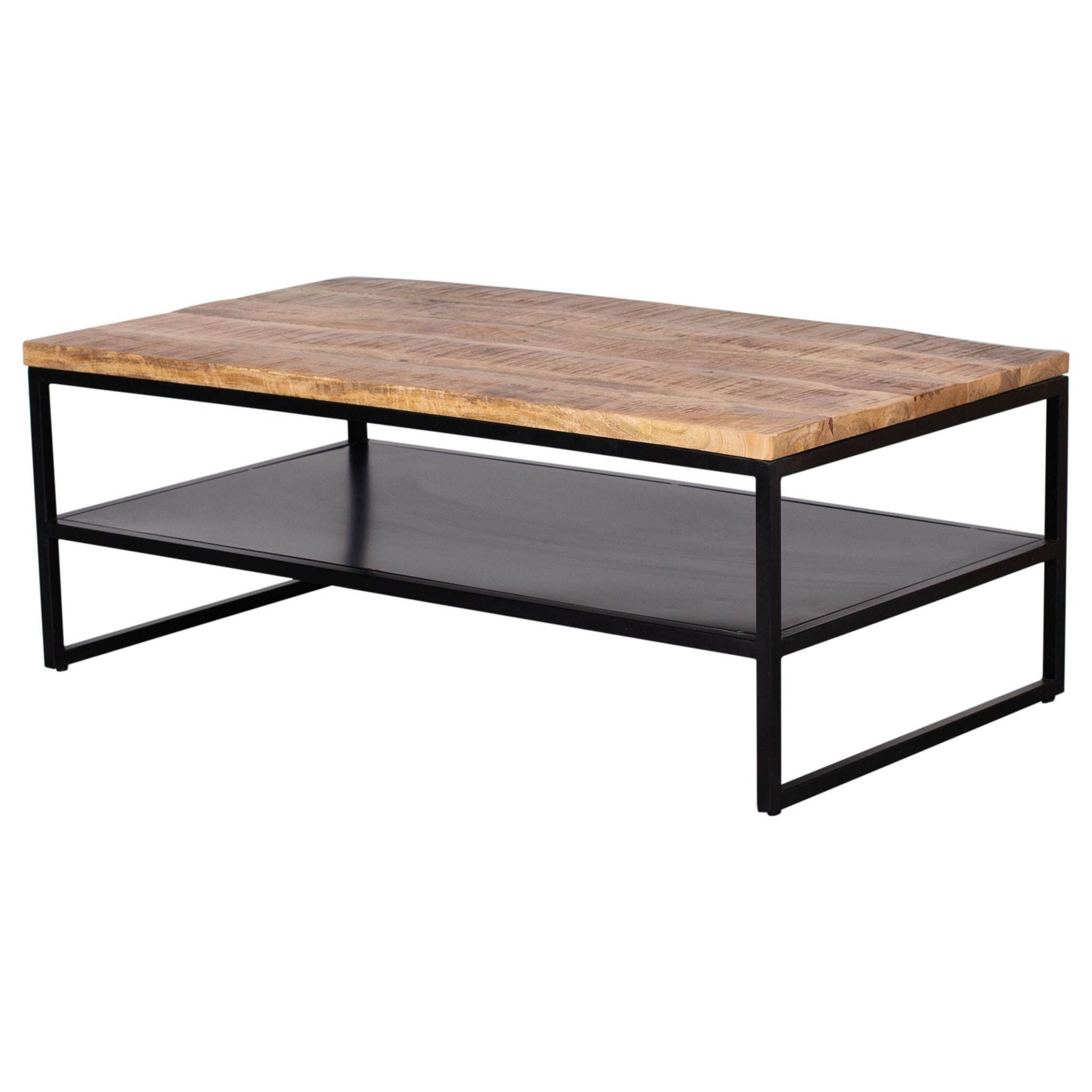 bene living Couchtisch Sicilia 110 x 60 cm - Mangoholz natur (Indoor-Möbelset, 1-St), hochwertiges Massivholz - feines Metallgestell