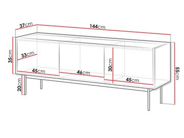 MIRJAN24 TV-Schrank Color RTV144 (mit drei Drehtüren) Füße aus Metall