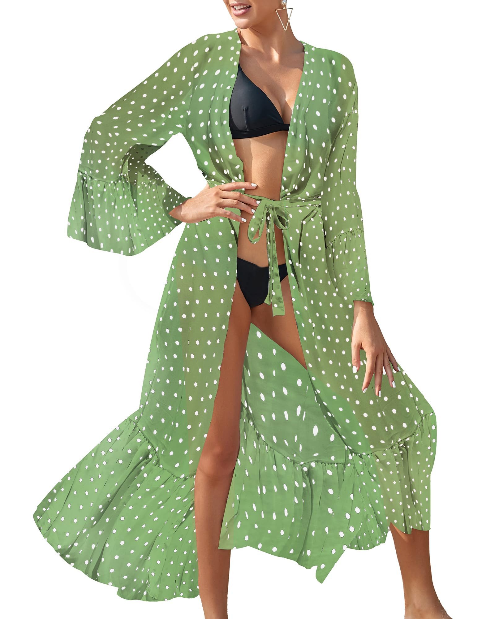 MOPUEA Strandkleid Long Beach Kleid für Frauen, Damen Lose Sommer Pareos (Spitzen Strandponcho Strandurlaub Langes Kleid, 1-tlg) Damen Strandkleid Kimono Cardigan Sommer Boho