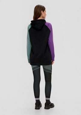 QS Sweatshirt Colour-Block Hoodie Stickerei