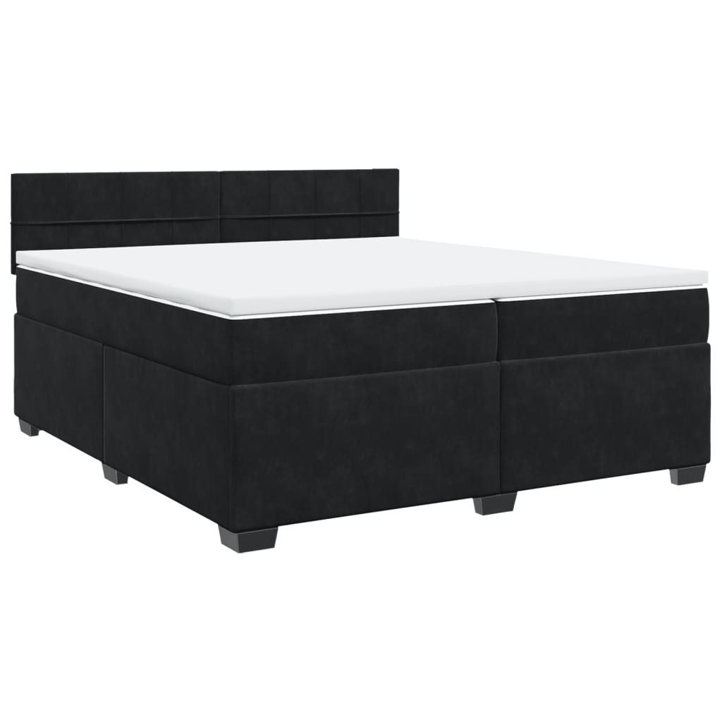 Bett Boxspringbett mit Matratze Schwarz 200x200 cm Samt