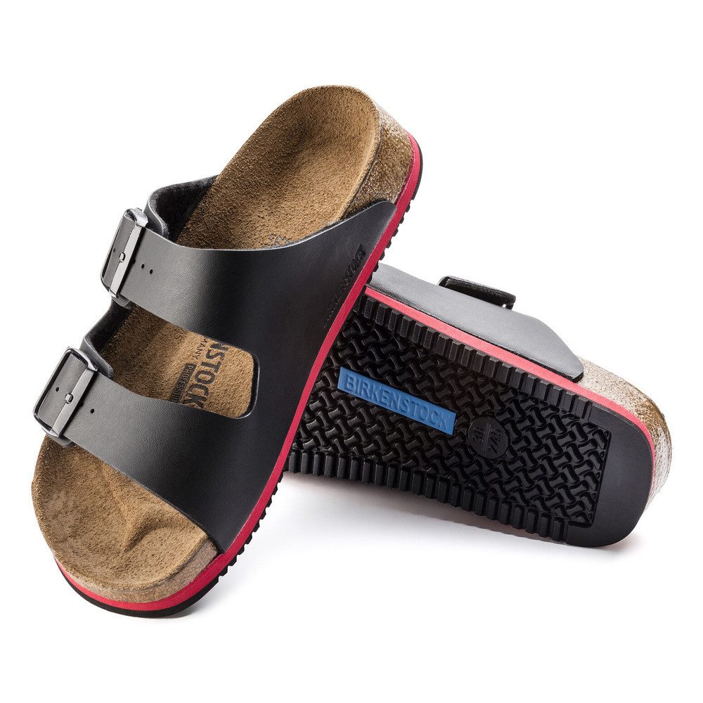 Birkenstock Sandale Arizona Superlauf, Birko-Flor, schwarz/rot Pantolette Rutschfeste Sohle & flexible Riemen – perfekt für täglichen Komfort – Bild 2 von 5