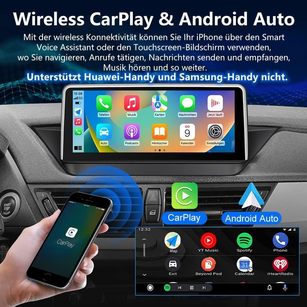 GABITECH 10.2" Touchscreen Android Autoradio GPS Carplay für BMW X1 E84 CIC Autoradio (FM / AM-Radio, RDS, DAB+ Optional, Kabellos Apple Carplay und Android Auto, Sprachsteuerung)