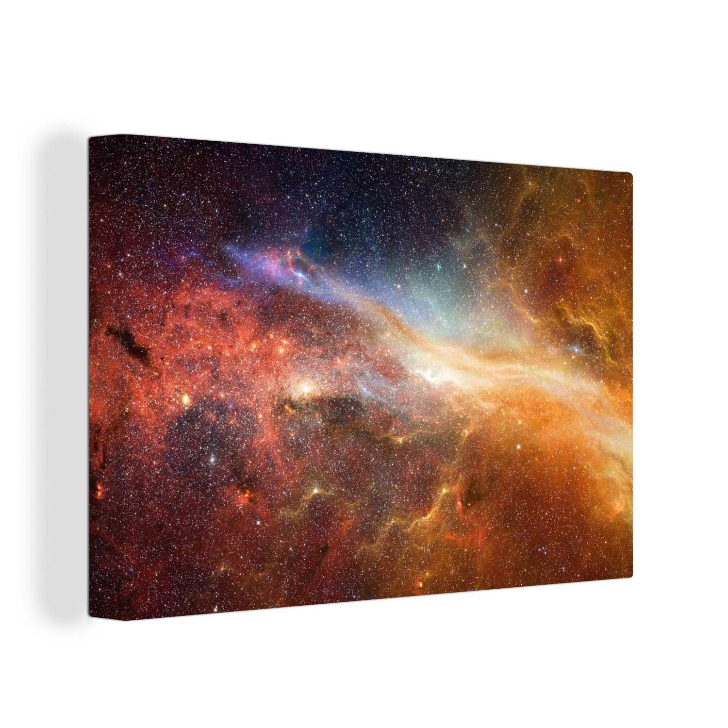 OneMillionCanvasses® Leinwandbild Weltraum - Sterne - Farben, (1 St), Wandbild Leinwandbilder, Aufhängefertig, Wanddeko, 30x20 cm