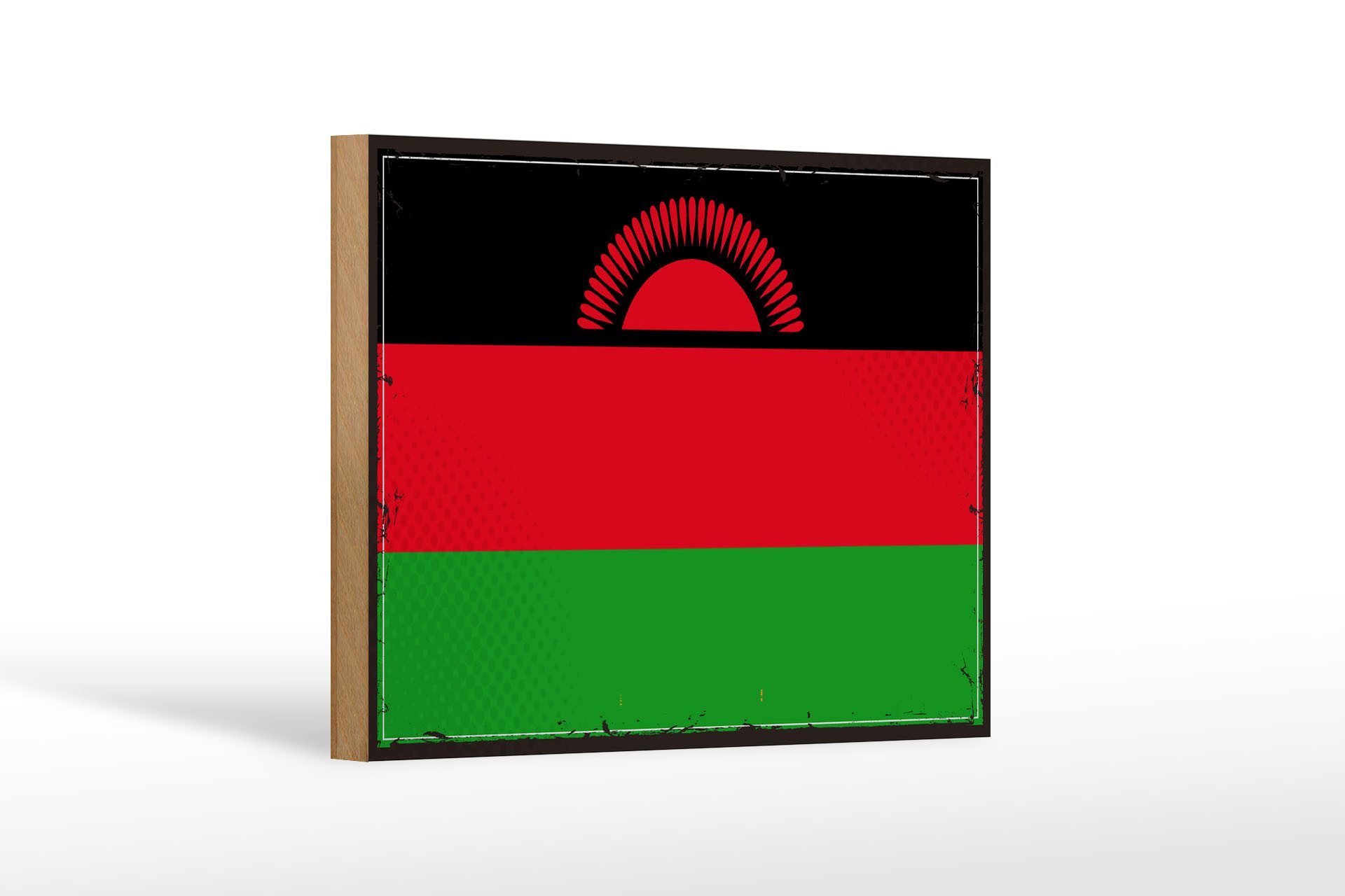 Femer GmbH Holzbild Flagge Malawis 18x12 cm Retro Flag of Malawi, Flaggen (1 St), Glatte Holzfaserplatte (MDF), vorn beschichtet