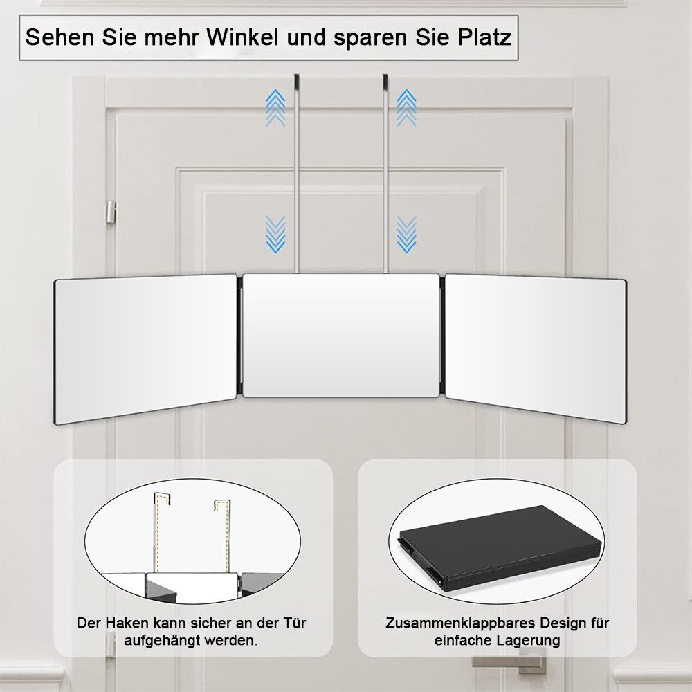 zggzerg Schminkspiegel 360° Kosmetikspiegel mit LED Licht, Faltbares Design, 3-Wege-Spiegel