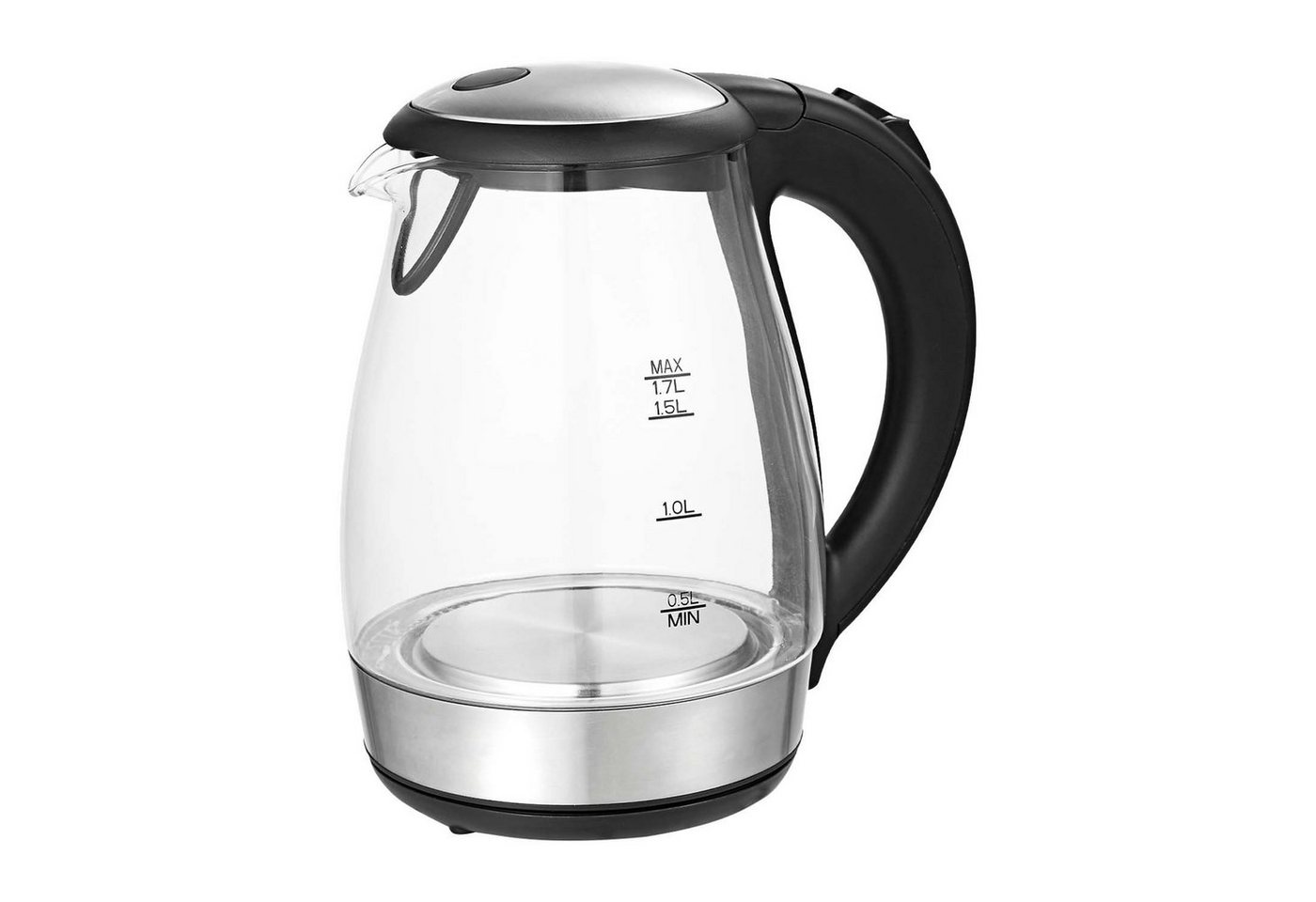 TZS FIRST AUSTRIA Wasserkocher Glas Wasserkocher, 1,7 L, Kalkfilter, 2200W, LED Innenbeleuchtung, 1.7 l, 2200 W, kabellos, Trockenkochschutz, 360° Grad Anschluss-Sockel