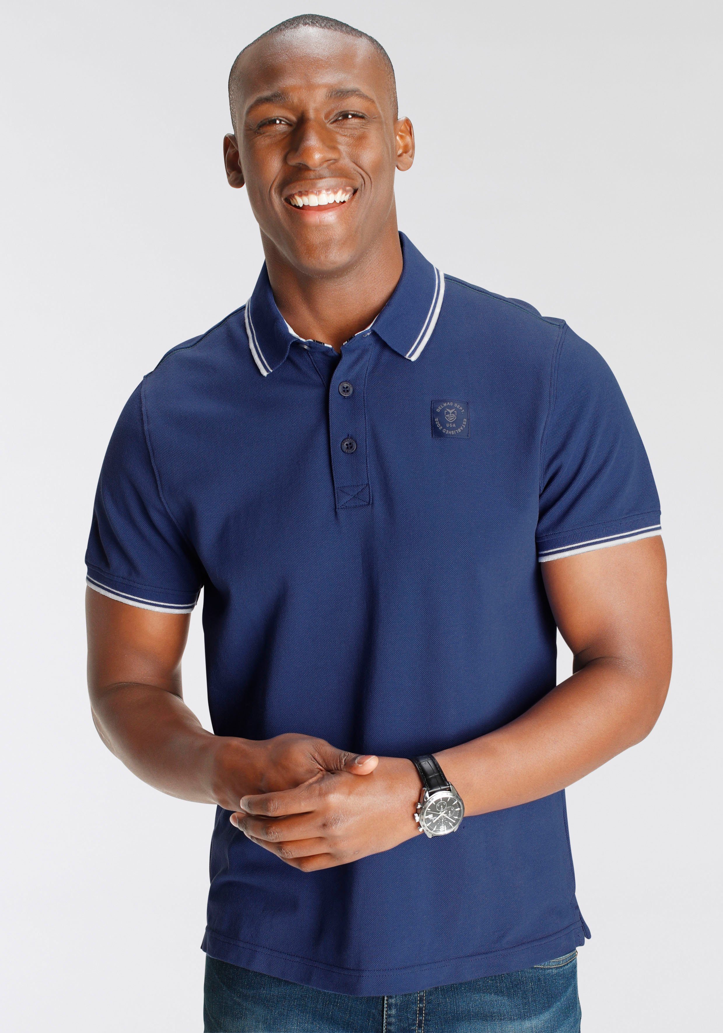 DELMAO Poloshirt mit modischem Brustlabel - NEUE MARKE! blau