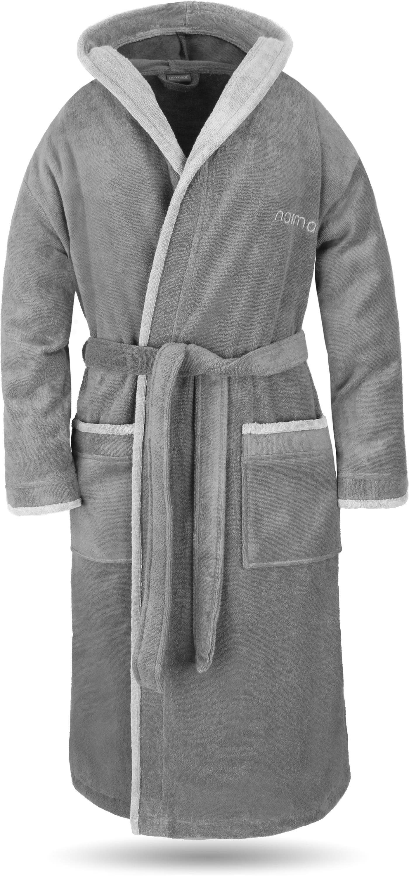 normani Unisex-Bademantel Unisex Baumwoll-Bademantel Rob, 122, Baumwolle, Kapuze, Bindegürtel, weicher Baumwoll Saunamantel mit Kapuze
