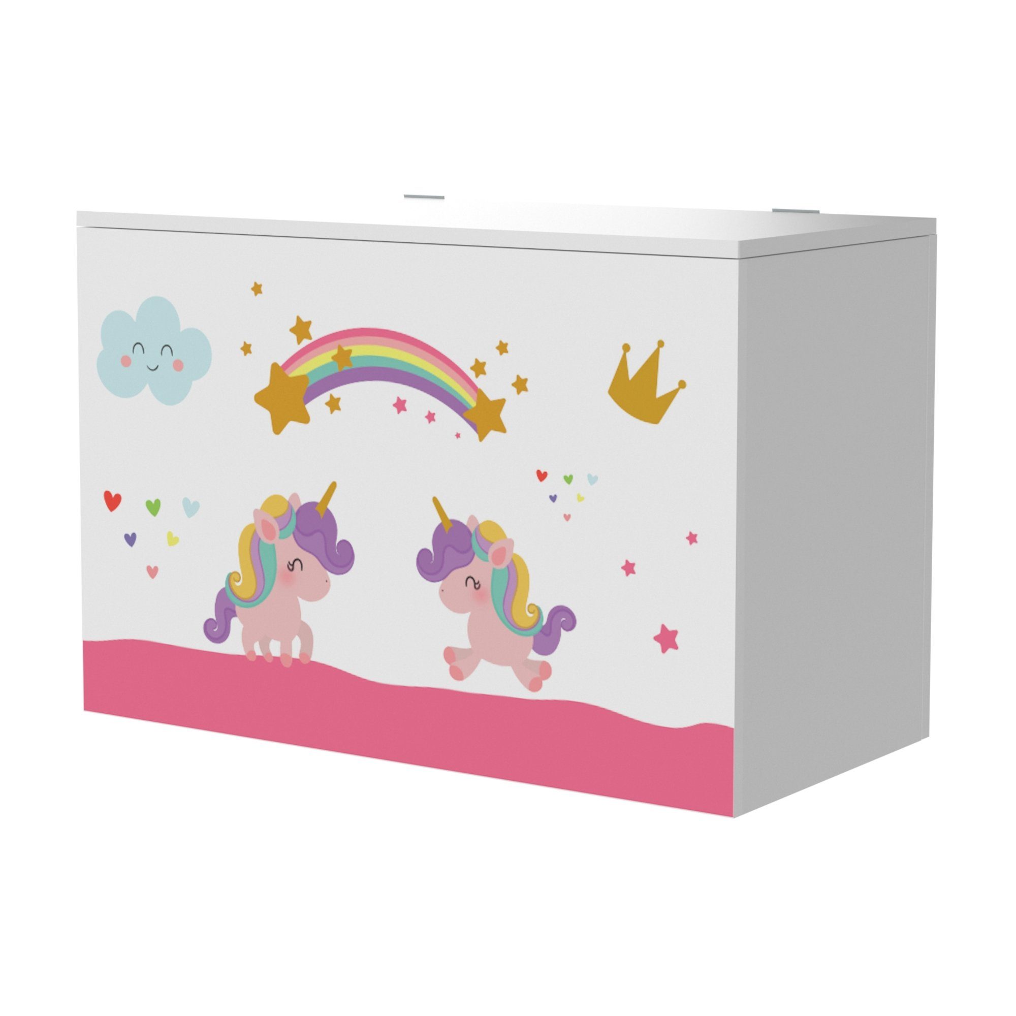 en.casa Spielzeugtruhe, »Oleiros« Einhorn-Motiv 40 x günstig online kaufen
