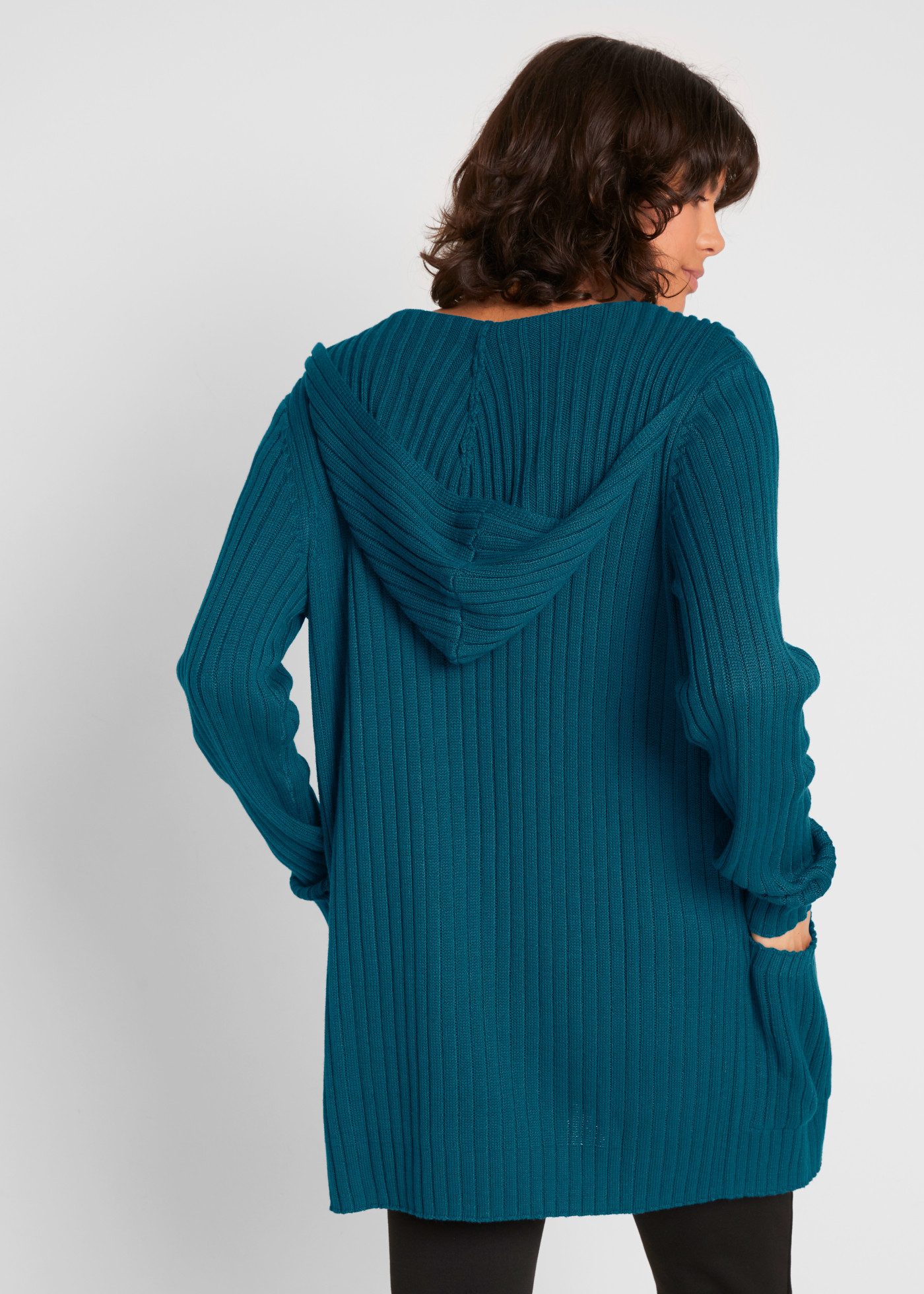 bonprix Strickjacke hüftbedeckend, ohne Verschluss, aus Baumwolle und Polyacryl, unifarben