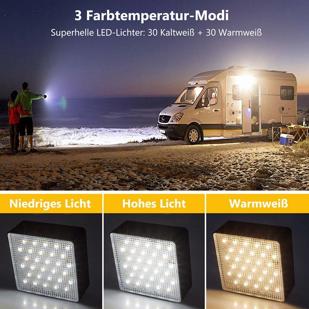 Rosnek LED Laterne wiederaufladbar, Gelb Kaltweiß, Notfall Wandern Lichtmodi, Haken Camping 3 mit für Warmweiß, Auto