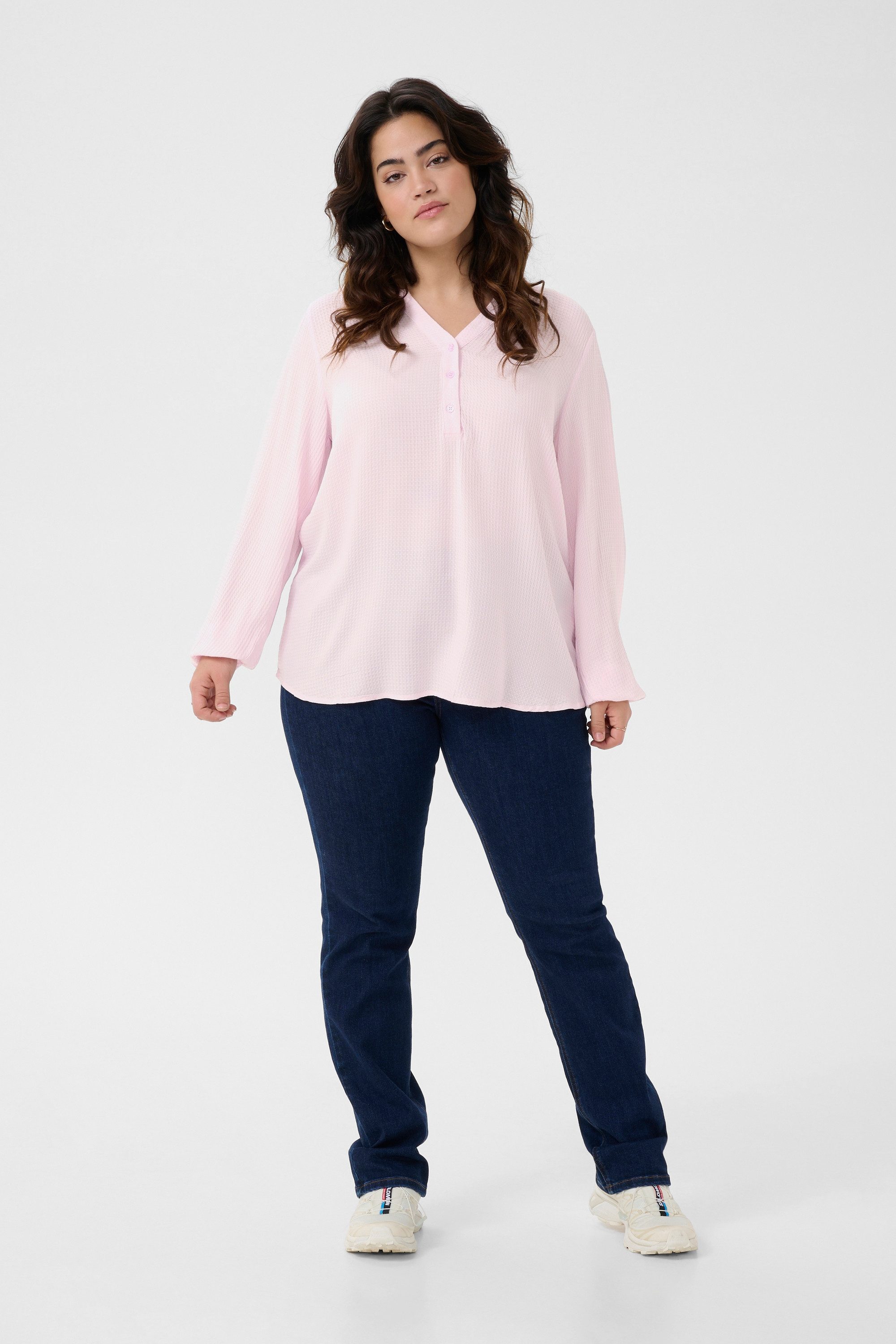 KAFFE Curve Langarmbluse Langarm-Bluse KCmahlena Große Größen