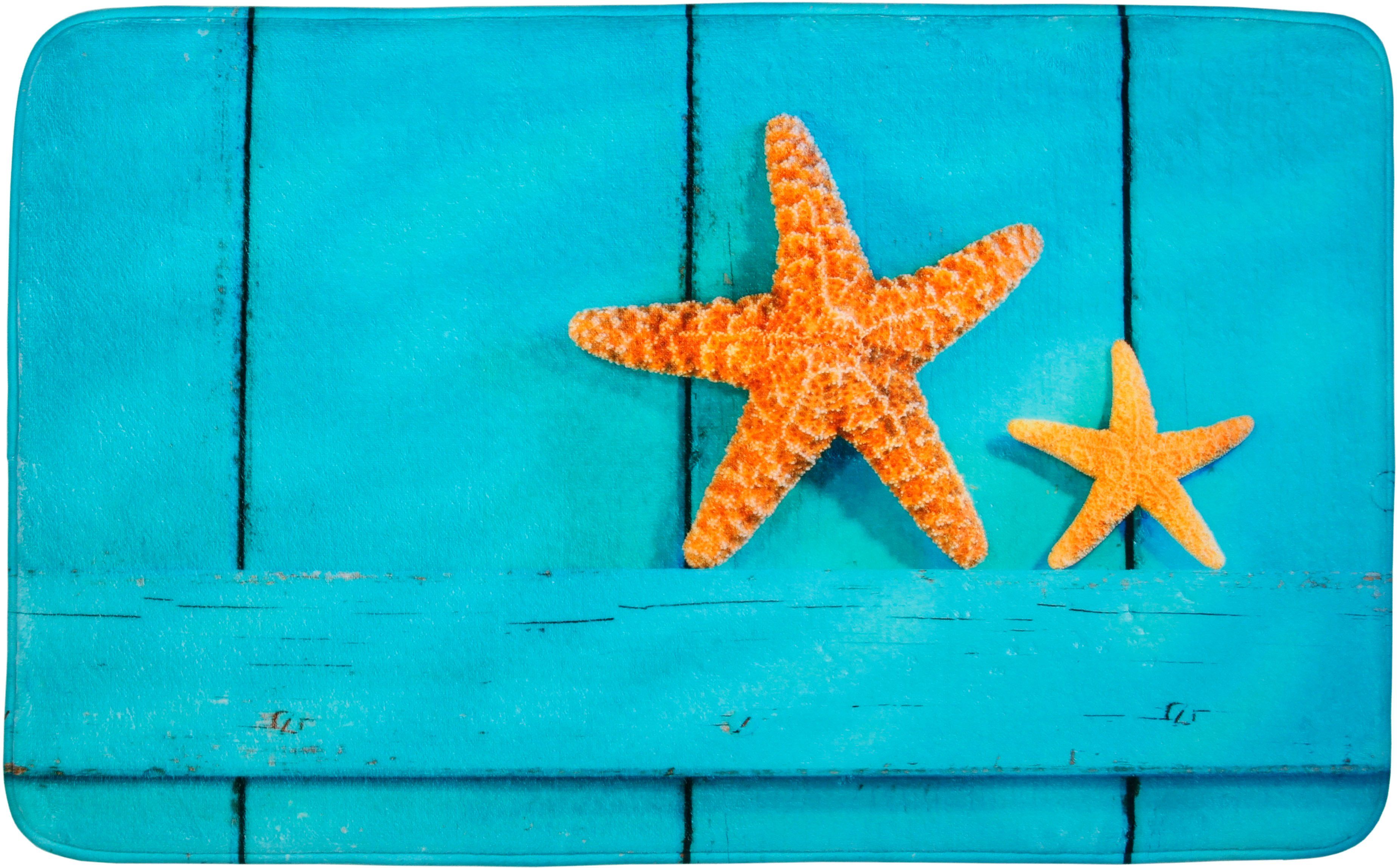 Sanilo Badematte Starfish, Höhe 15 mm, schnell trocknend, Polyester, rechteckig, Memory Schaum