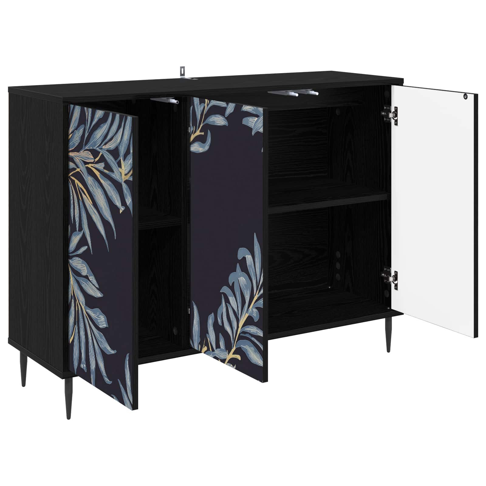 vidaXL Sideboard Sideboard DOKKUM Schwarz Eichen-Optik 102 x 33 x 76 cm (1 St)