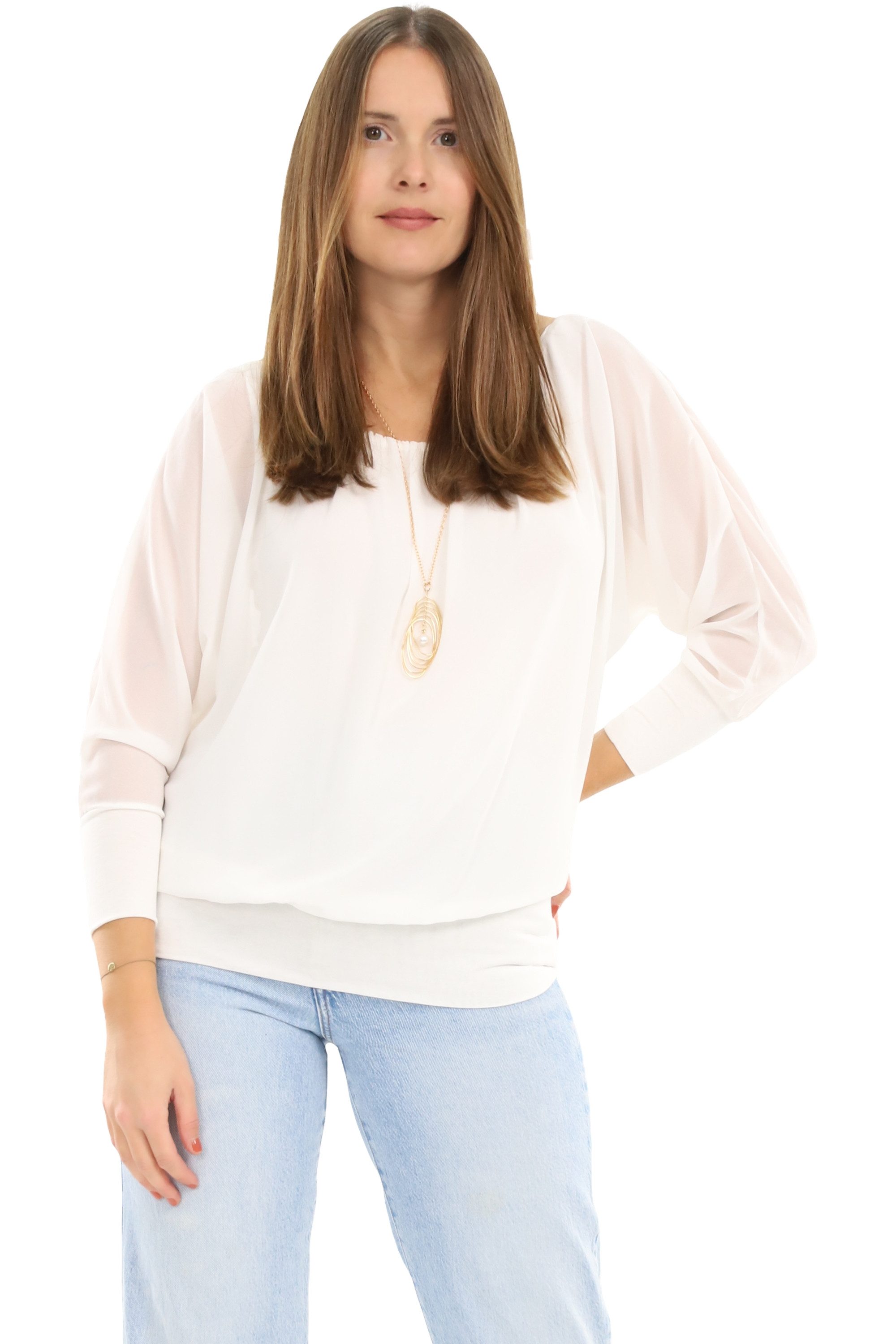 malito more than fashion Chiffonbluse malito Damen Bluse mit passender Kett günstig online kaufen