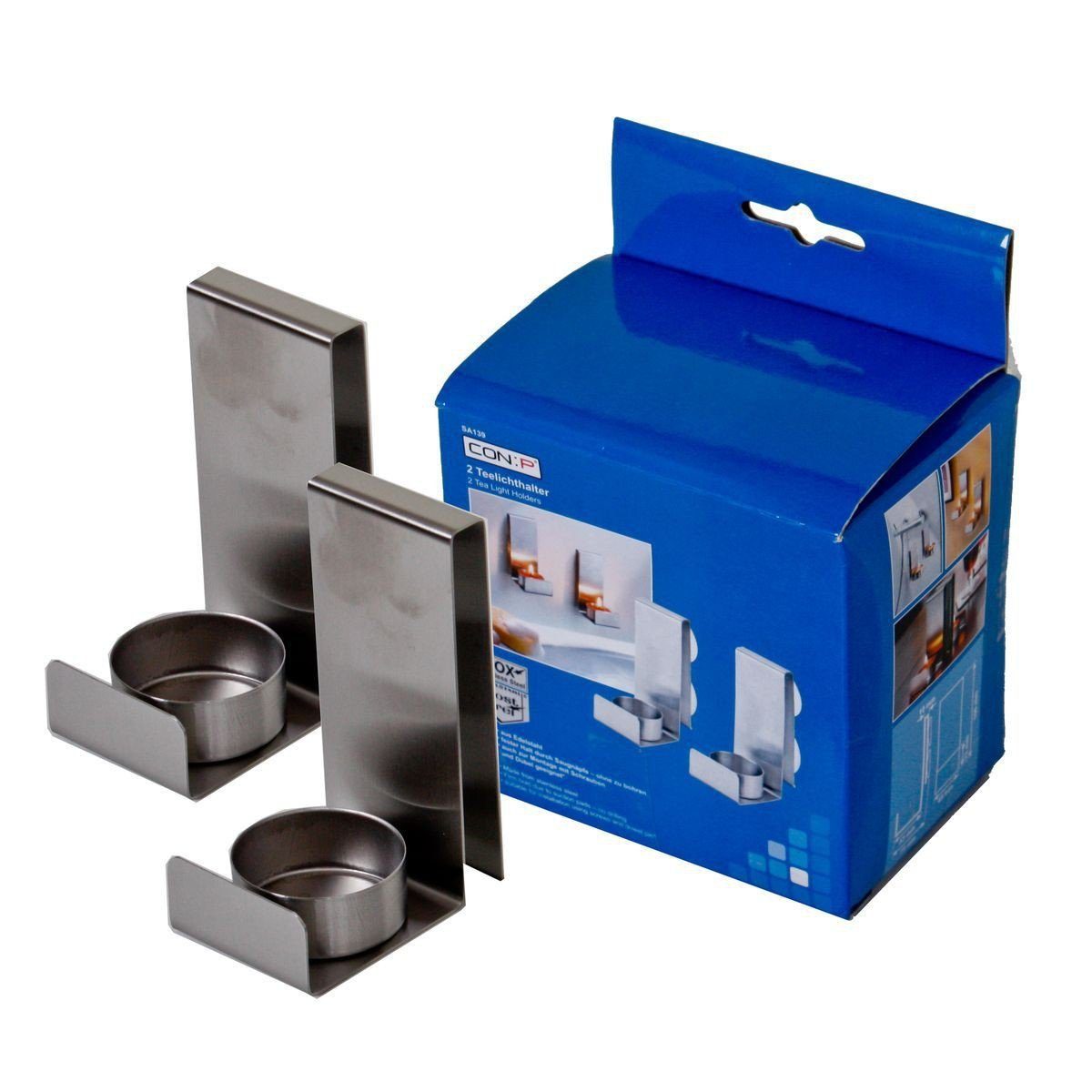 CON:P Kerzenhalter 2x Teelichthalter Saugnäpfe Teelicht Wandleuchter Badezi günstig online kaufen