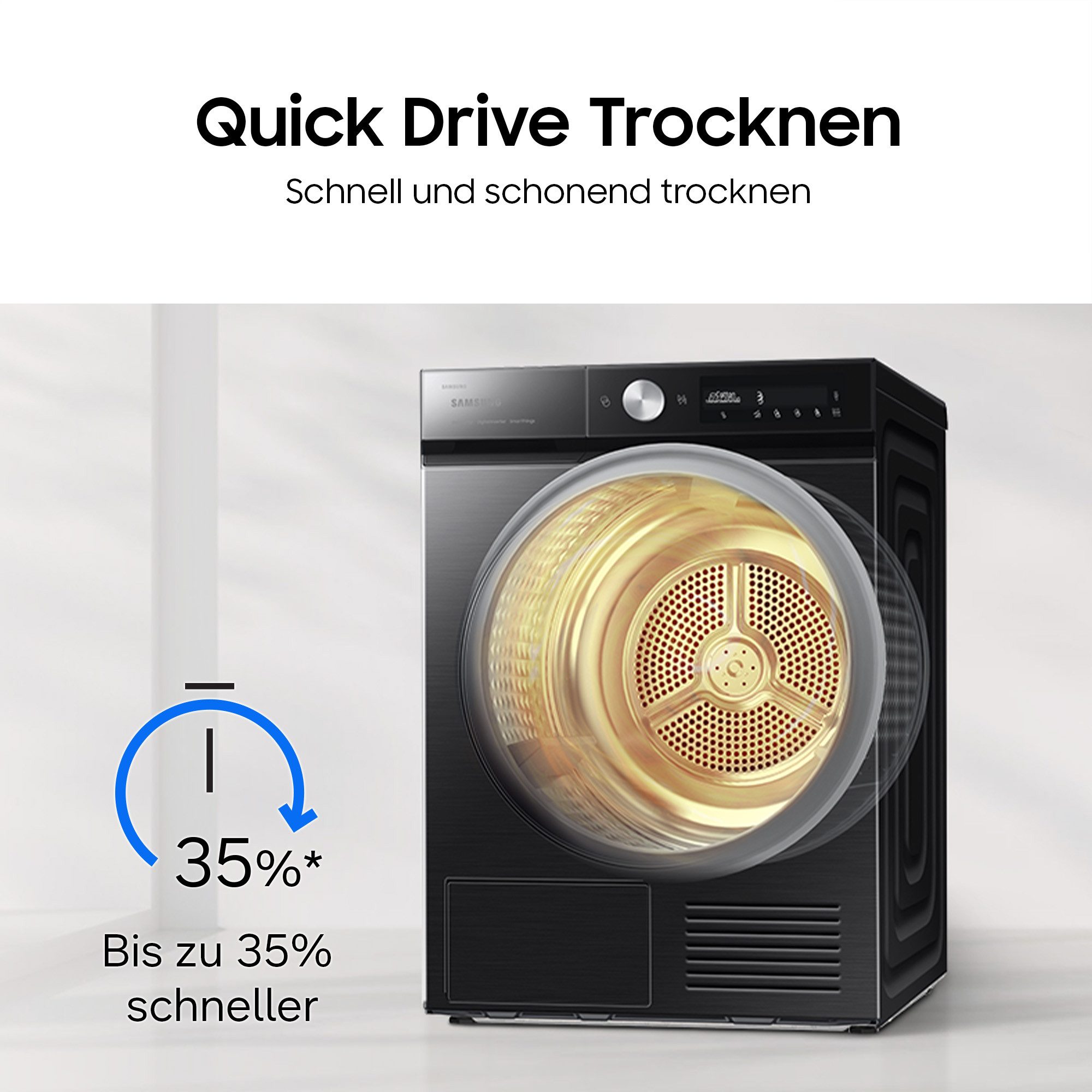 Samsung Wärmepumpentrockner DV8400D DV90DB8845GBU2, QuickDriveᵀᴹ Option ‑ Spart bis zu 35 % Zeit