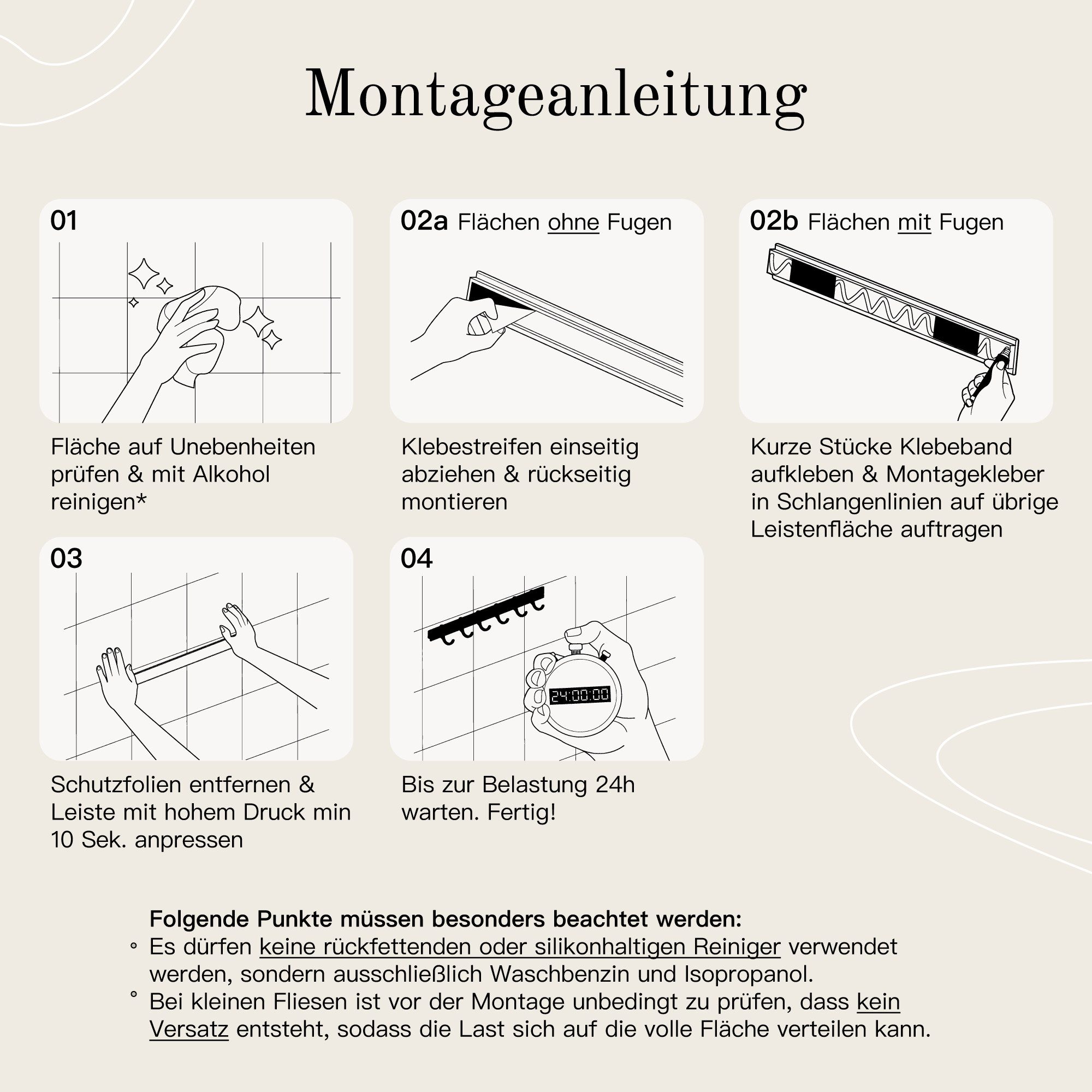 Designfabrik Hamburg Hakenleiste ohne Bohren, Küchenleiste selbstklebend, Küchenutensilienhalter, inkl. hochwertigem Markenklebeband – Bild 5 von 5