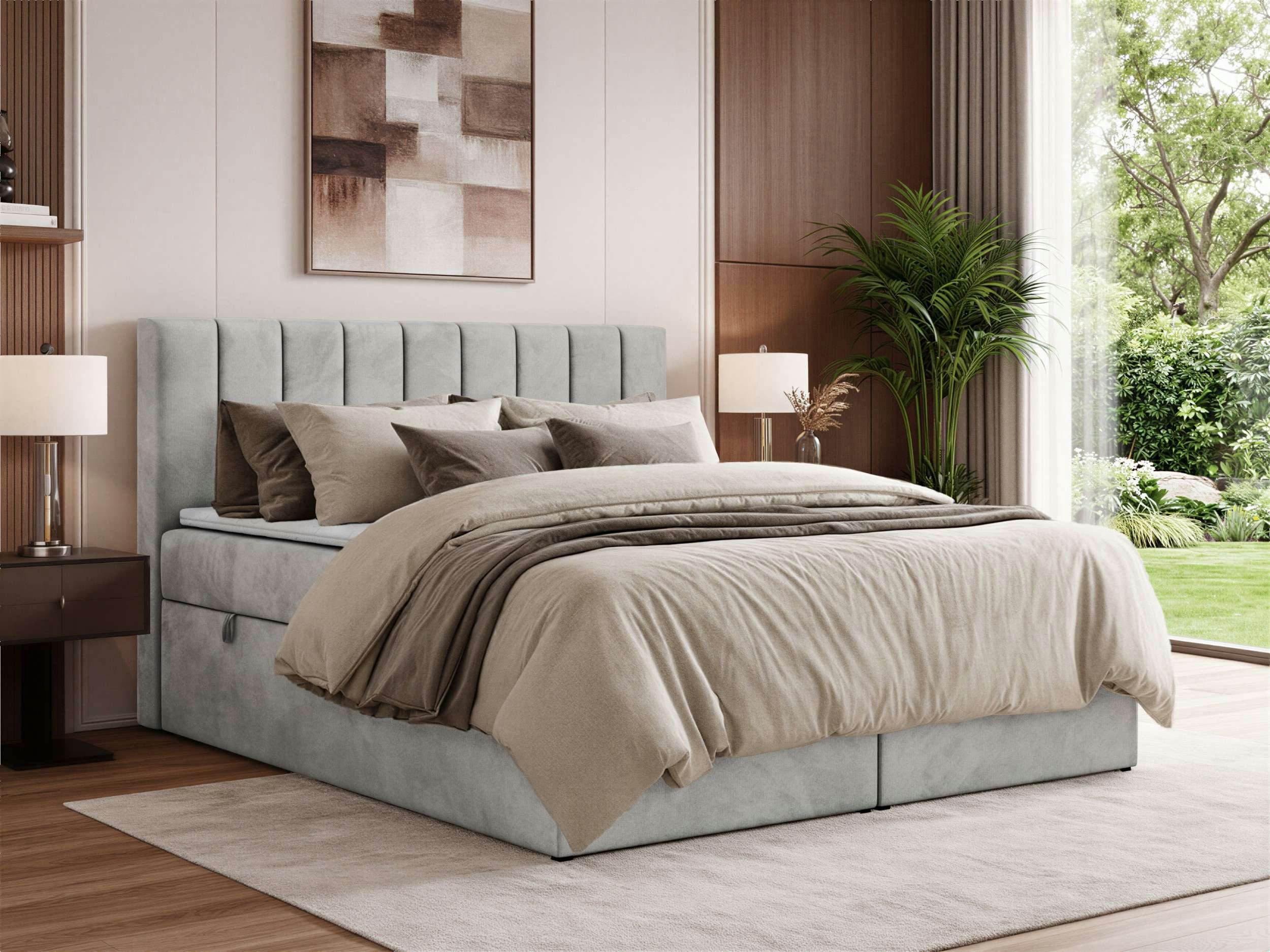 MKS MÖBEL Boxspringbett ALVER (Set, Doppelbett mit Stauraum, Matratze (H3/H4) & Topper (Visco oder T25), 2 Bettkästen, Federautomaten, Multipocket 7-Zonen H3/H4
