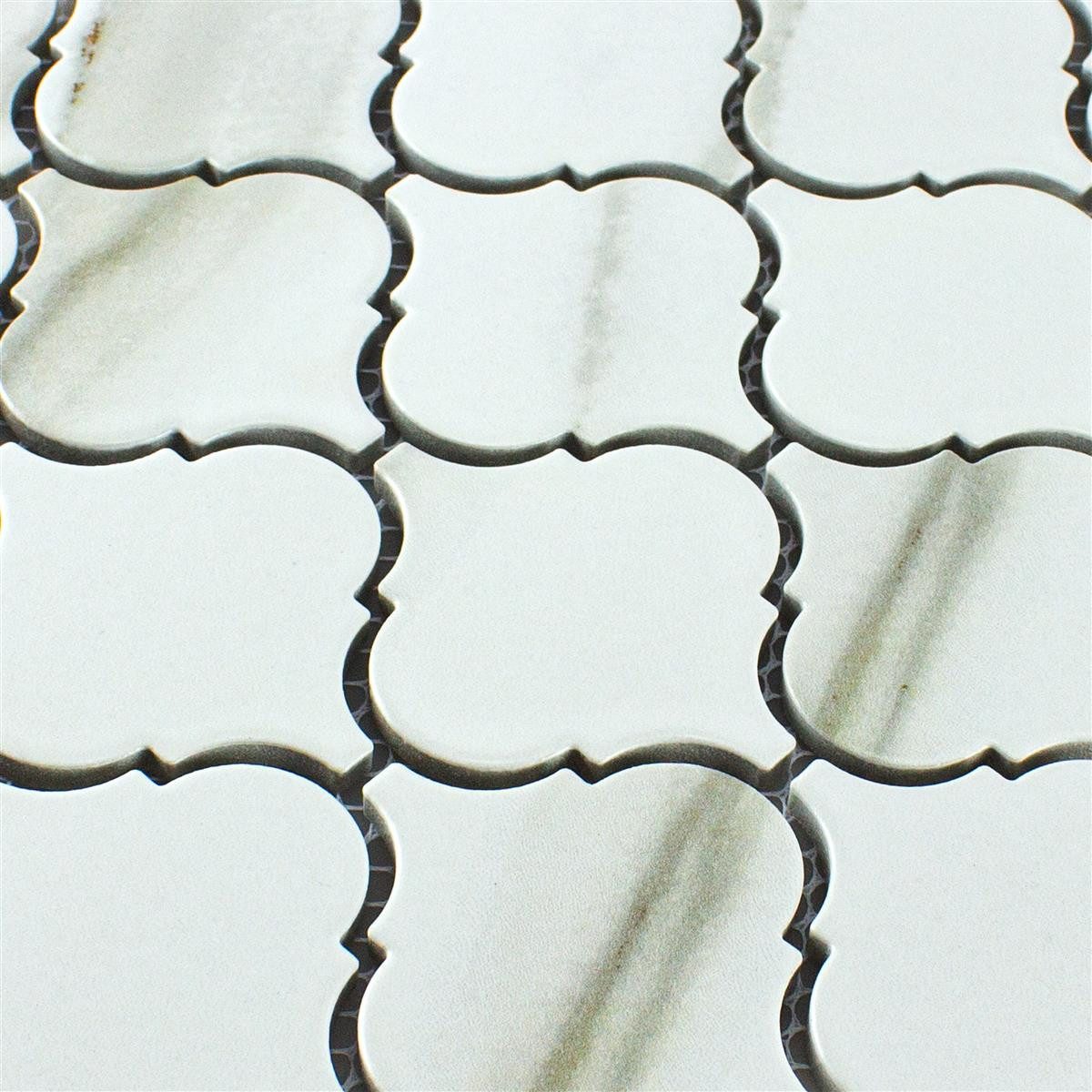 Mosafil Mosaikfliesen Keramik Mosaikfliesen Virginia Steinoptik, Keramik 24.500x29.300, weiß-beige-calacatta, Verlegefertig auf ein Netz geklebt - Frostsicher - Wasserfest