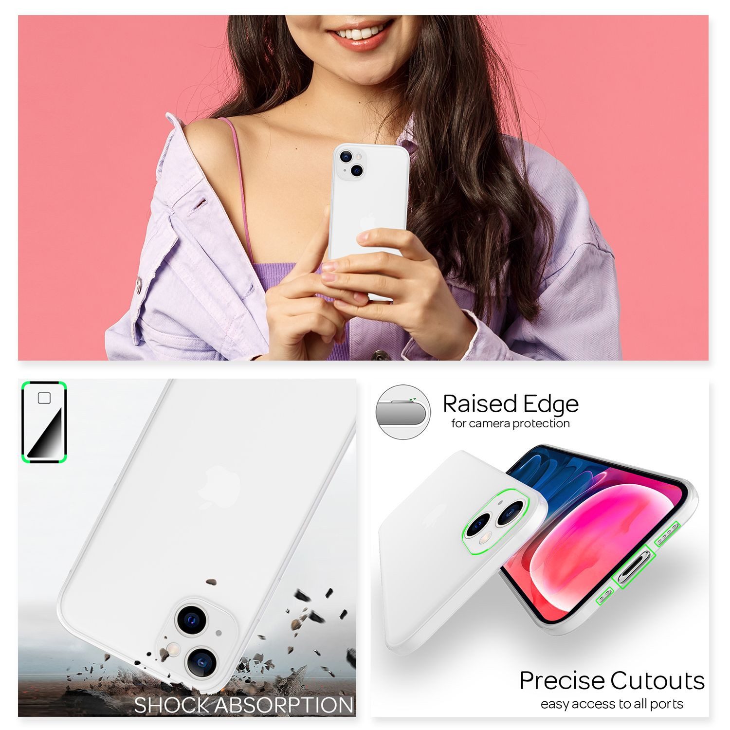 Nalia Smartphone-Hülle Apple iPhone 13 Mini 13,7 cm (5,4 Zoll), Extrem Dünnes Mattes Hardcase / 0,3mm Schlanke Hülle / Durchscheinend