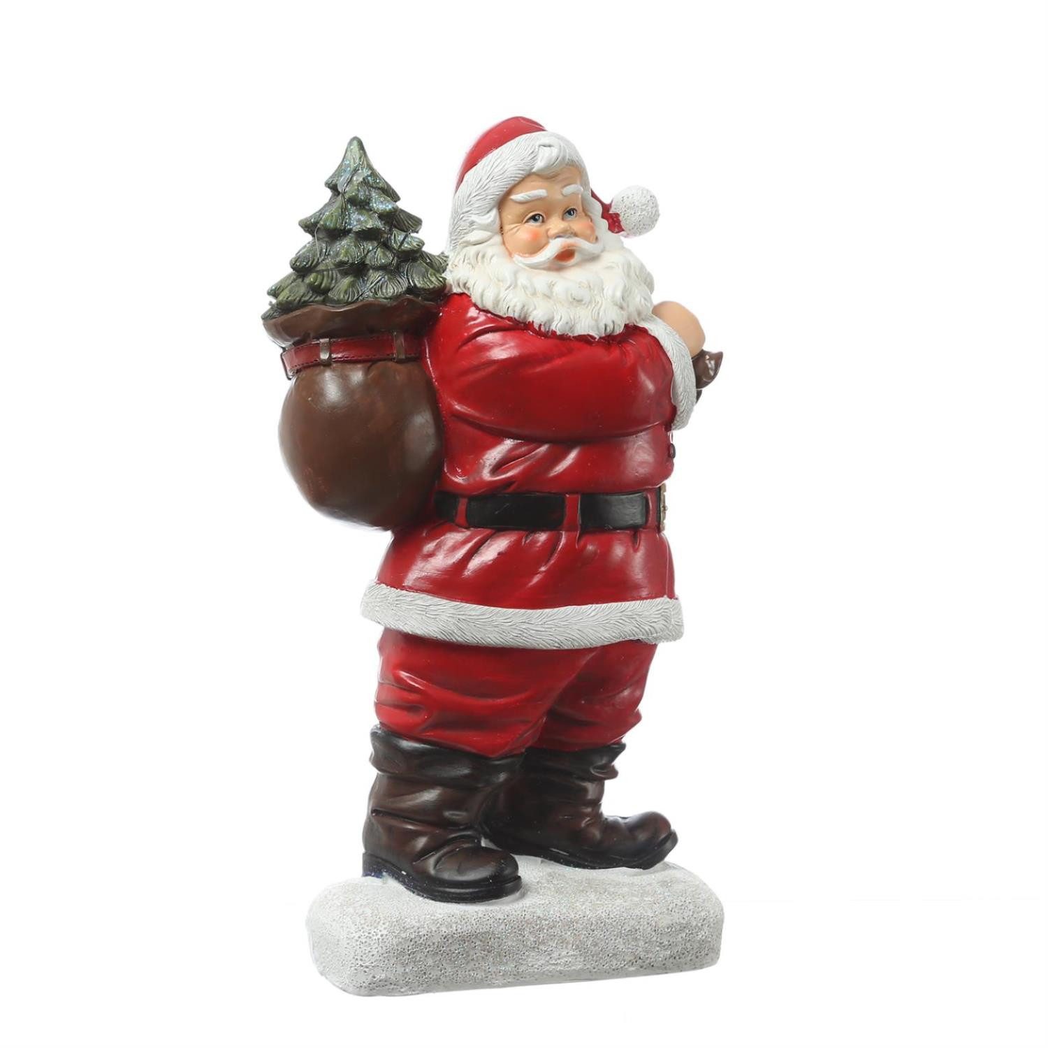MARELIDA LED Dekofigur LED Weihnachtsmann mit leuchtendem Tannenbaum Santa Batterie 30cm, LED Classic, warmweiß (2100K bis 3000K)